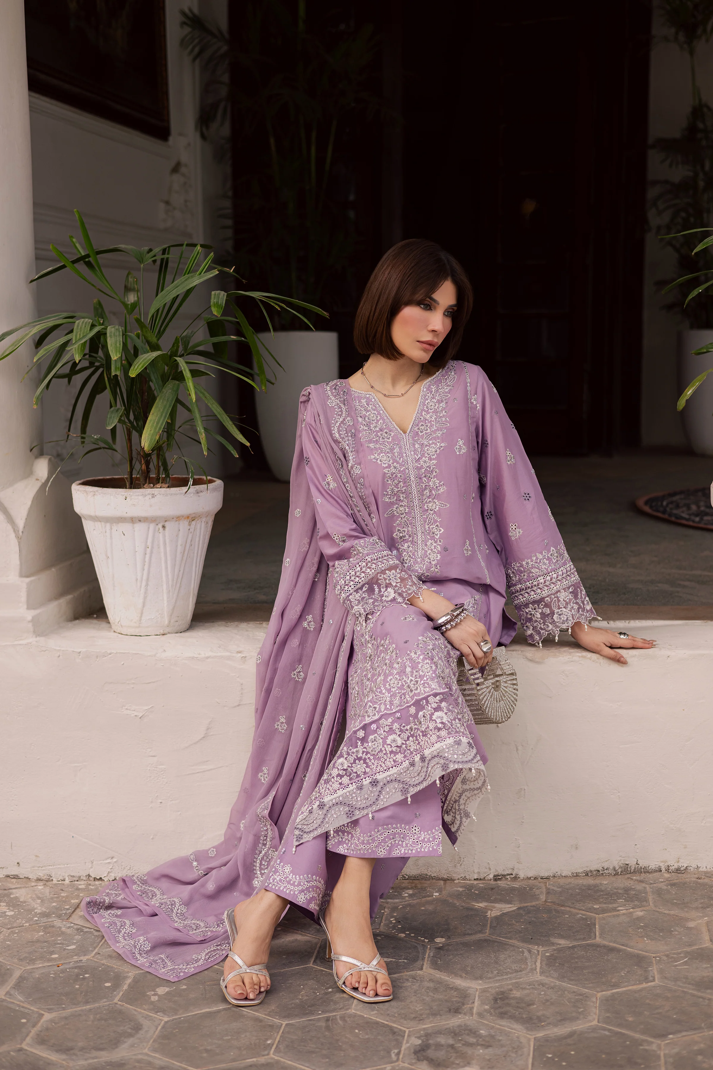 Banafsh 3Pc - Festive Embroidered Lawn - Image 4