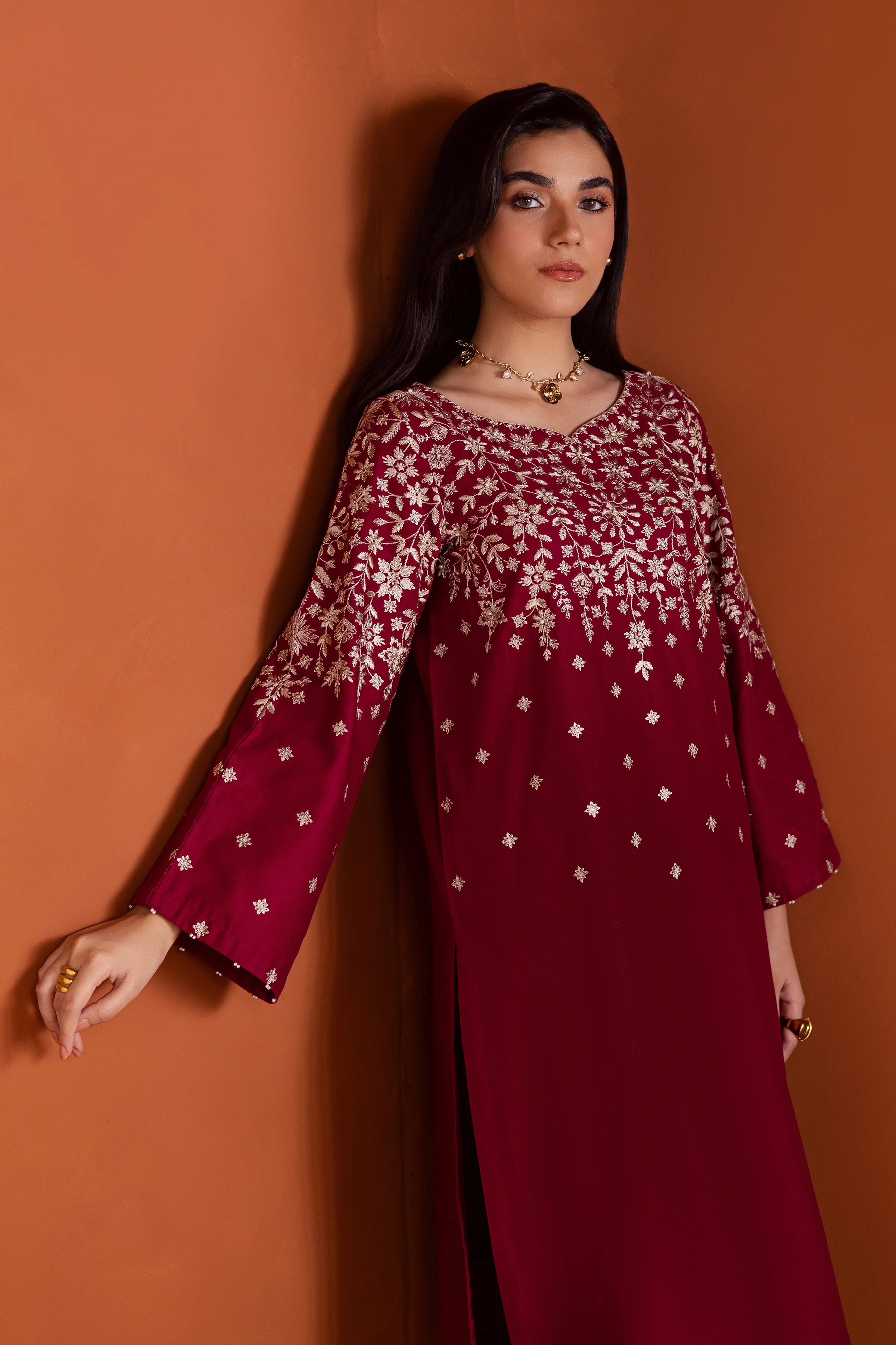 Cherry on top 2Pc - Embroidered Khaddar Dress - Image 3
