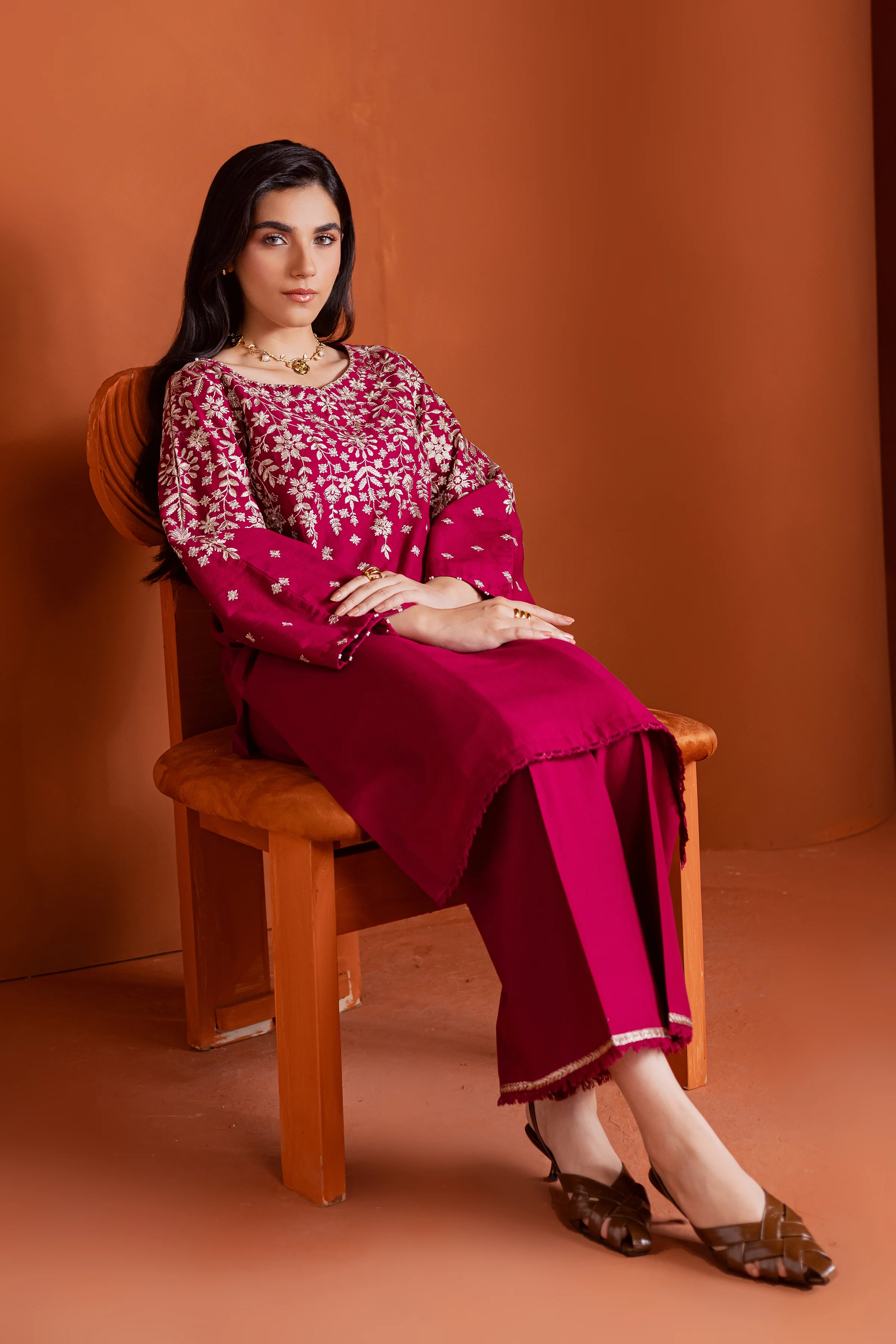 Cherry on top 2Pc - Embroidered Khaddar Dress - Image 4