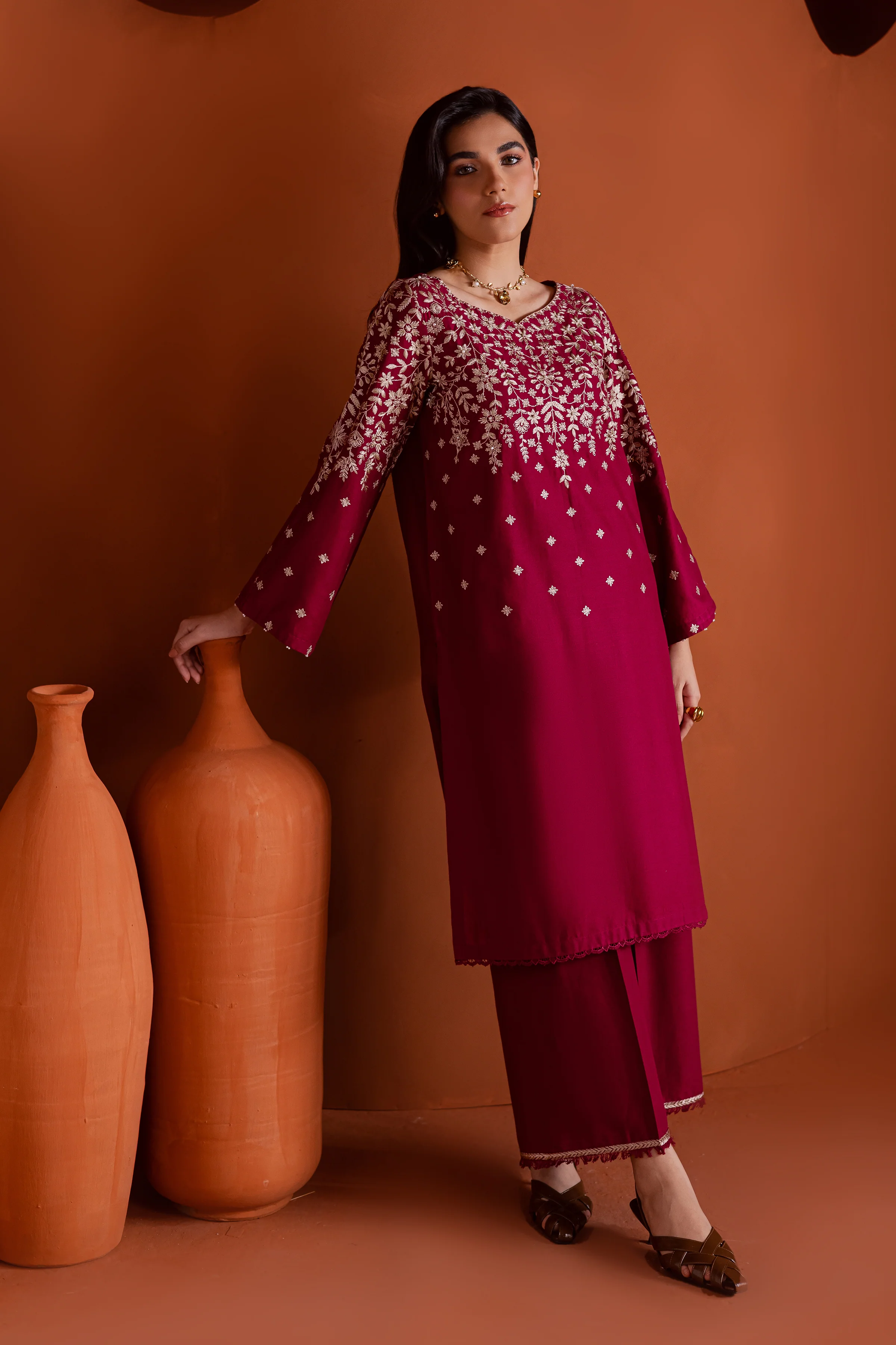 Cherry on top 2Pc - Embroidered Khaddar Dress - Image 5