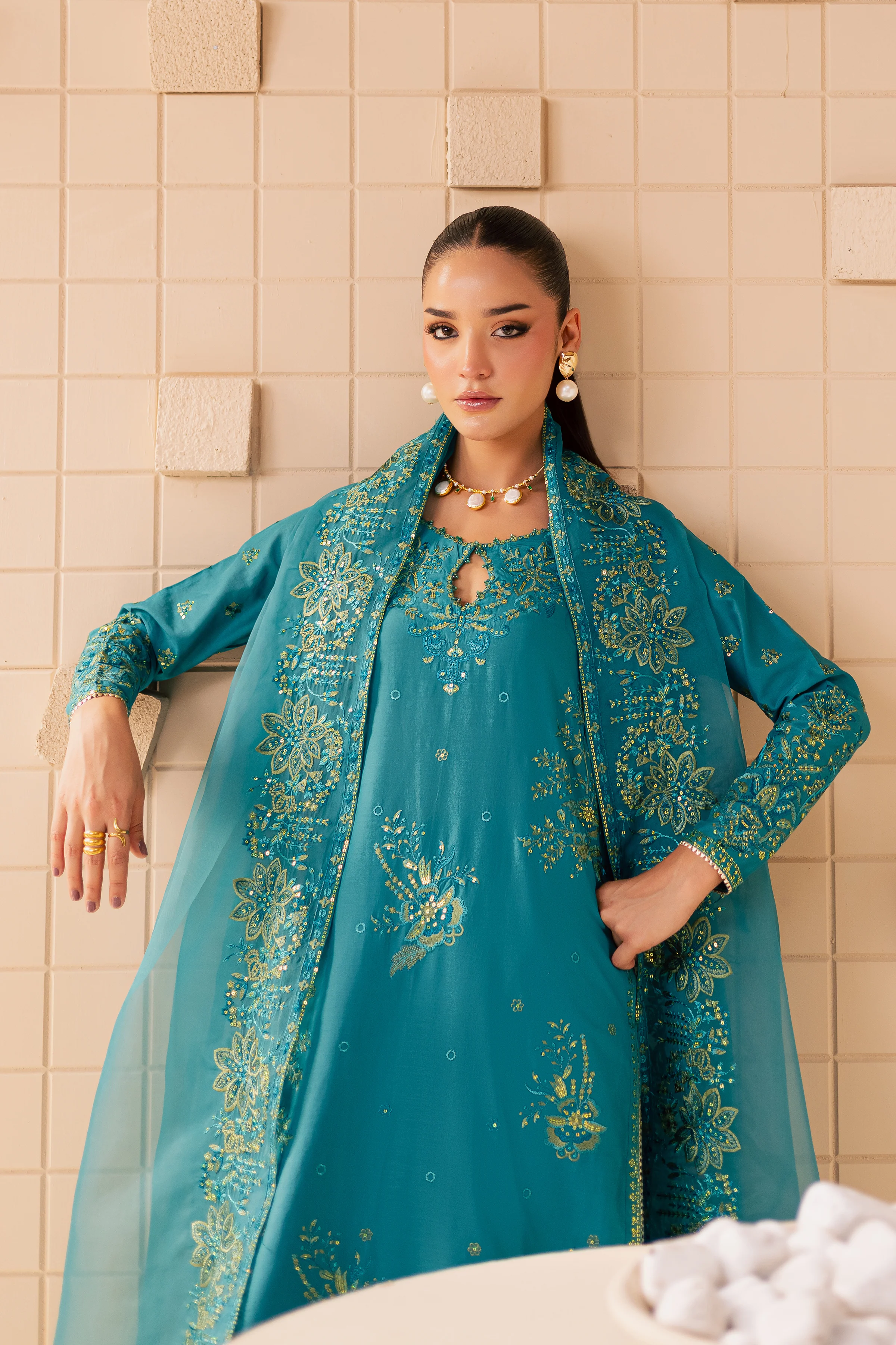 Dalilah 3Pc - Embroidered Lawn Dress - Image 3