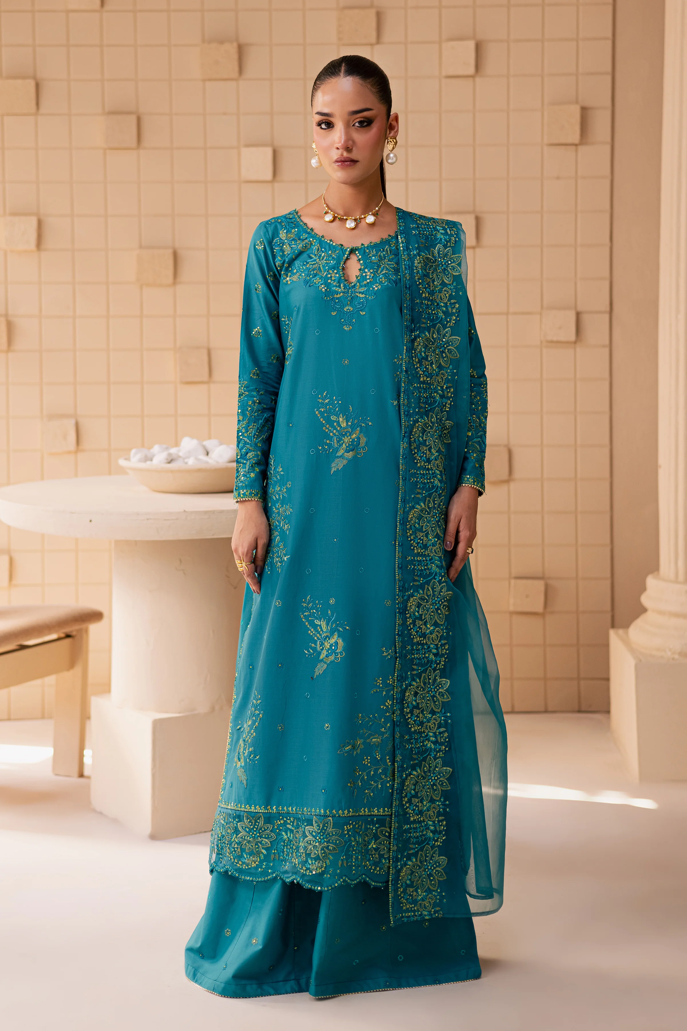 Dalilah 3Pc - Embroidered Lawn Dress - Image 4