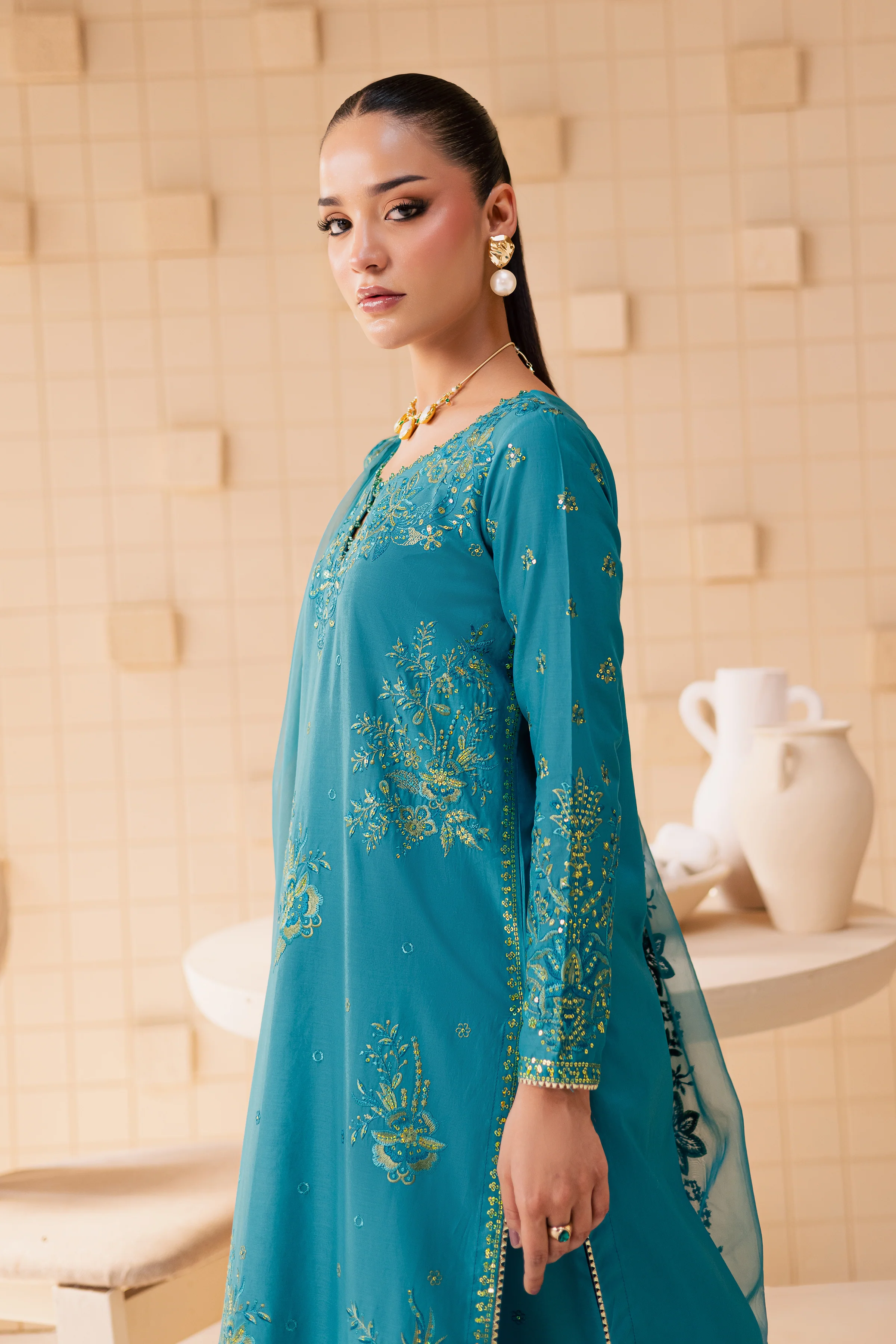 Dalilah 3Pc - Embroidered Lawn Dress - Image 5