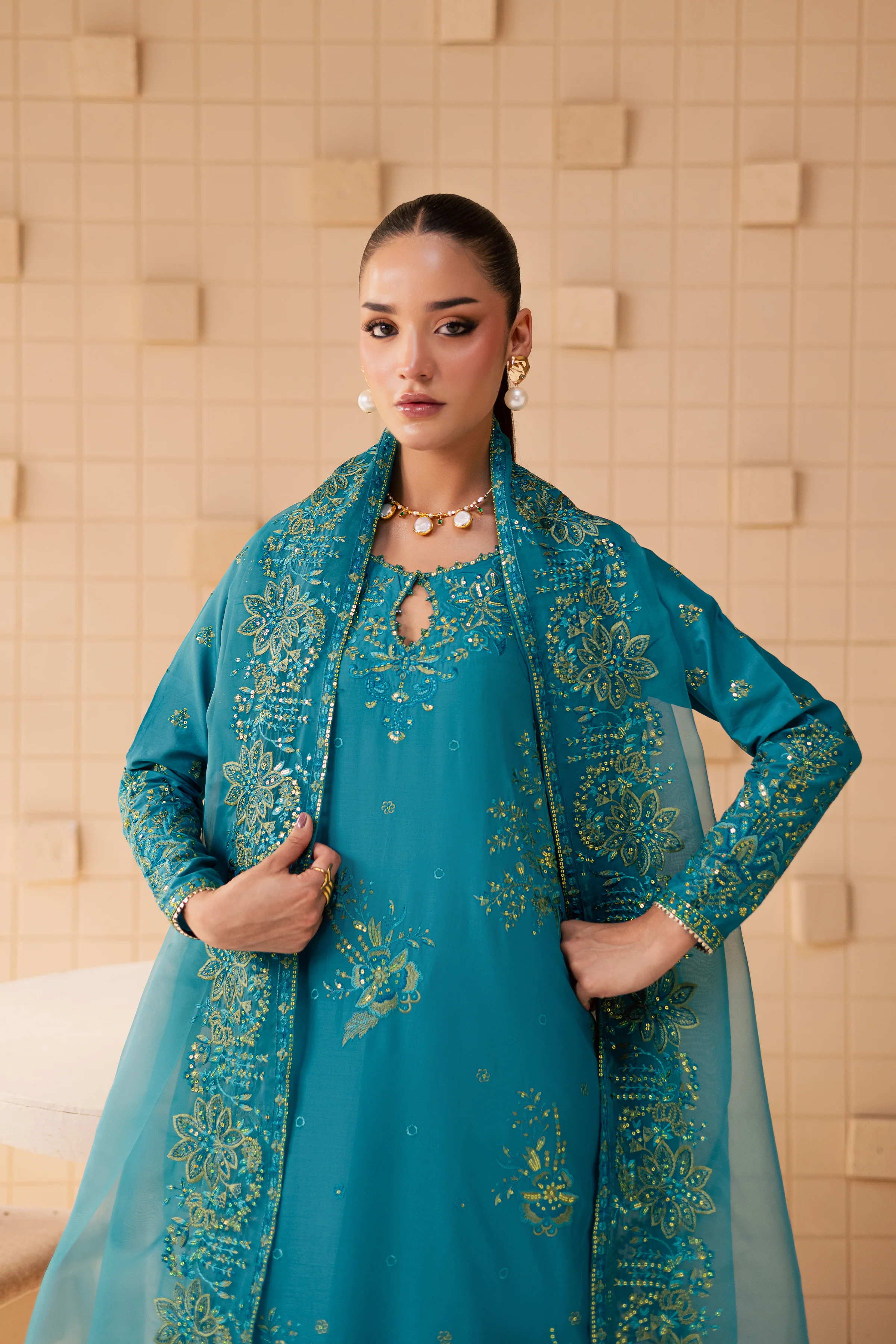 Dalilah 3Pc - Embroidered Lawn Dress - Image 6
