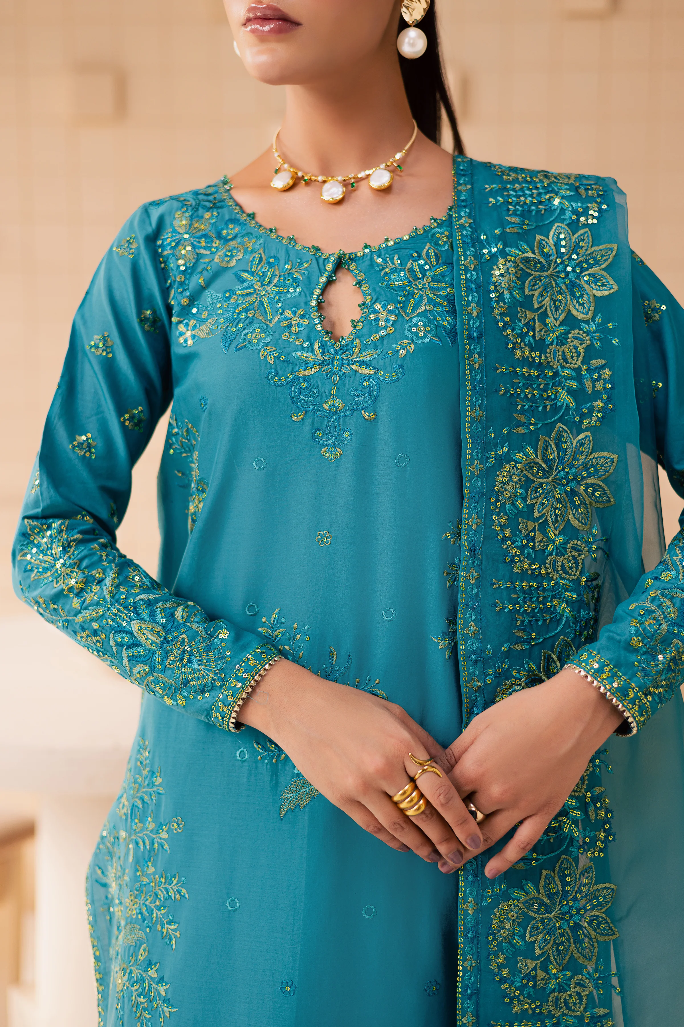 Dalilah 3Pc - Embroidered Lawn Dress - Image 7