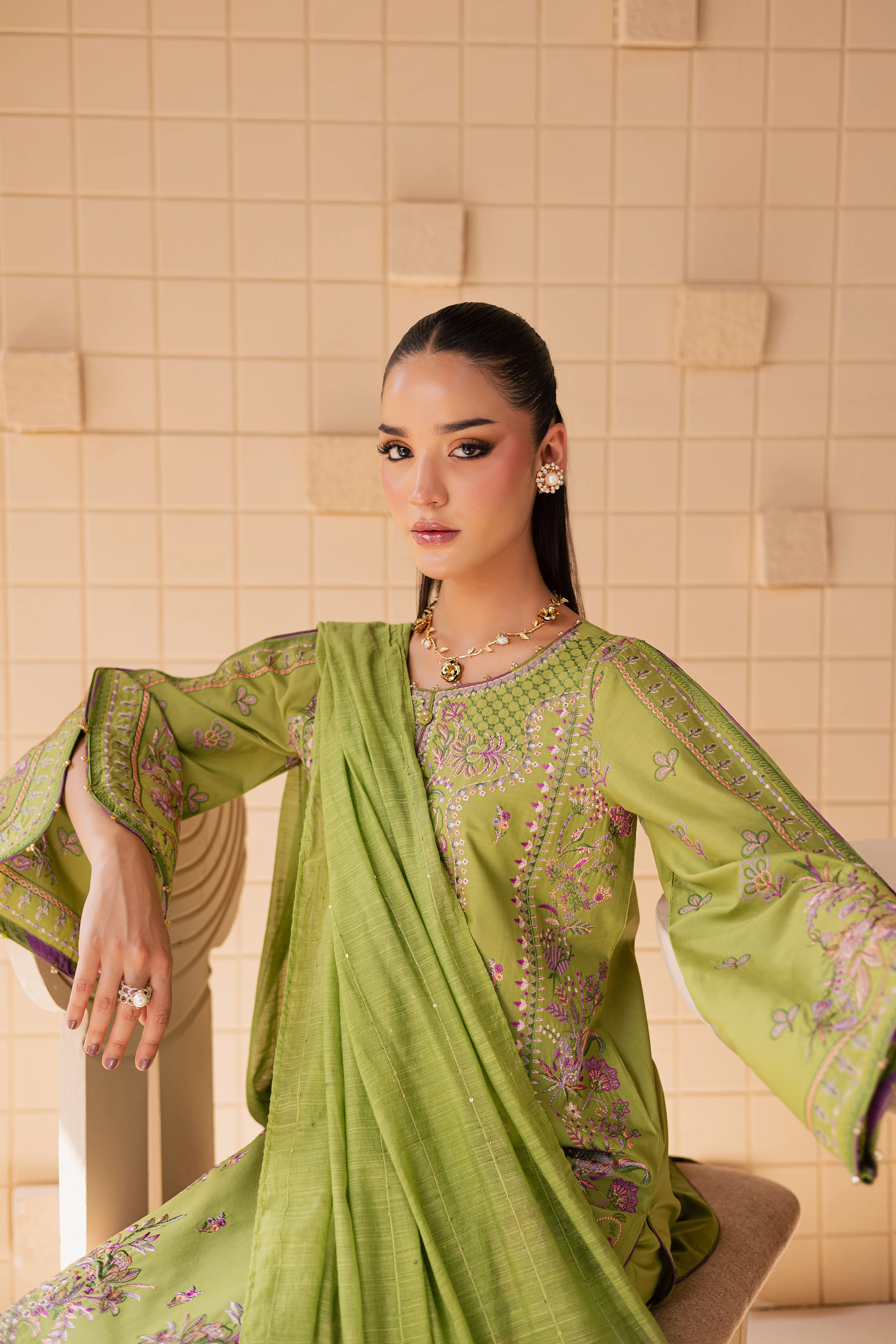 Danica 3Pc - Embroidered Lawn Dress - Image 3