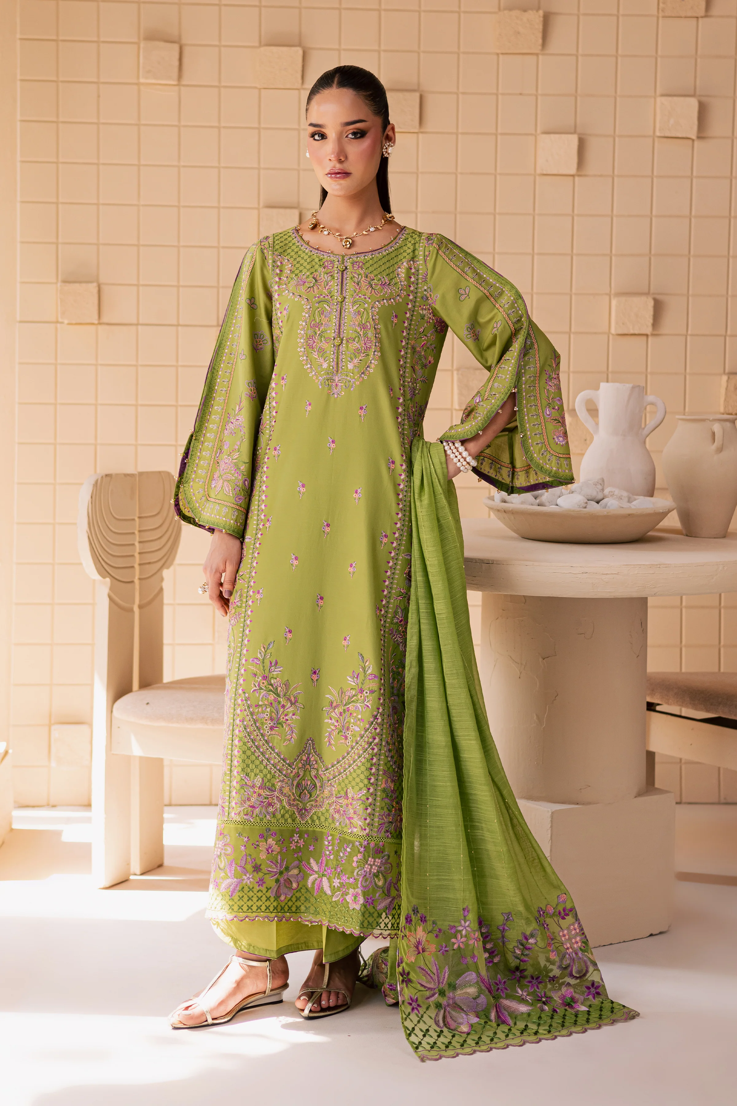 Danica 3Pc - Embroidered Lawn Dress - Image 4