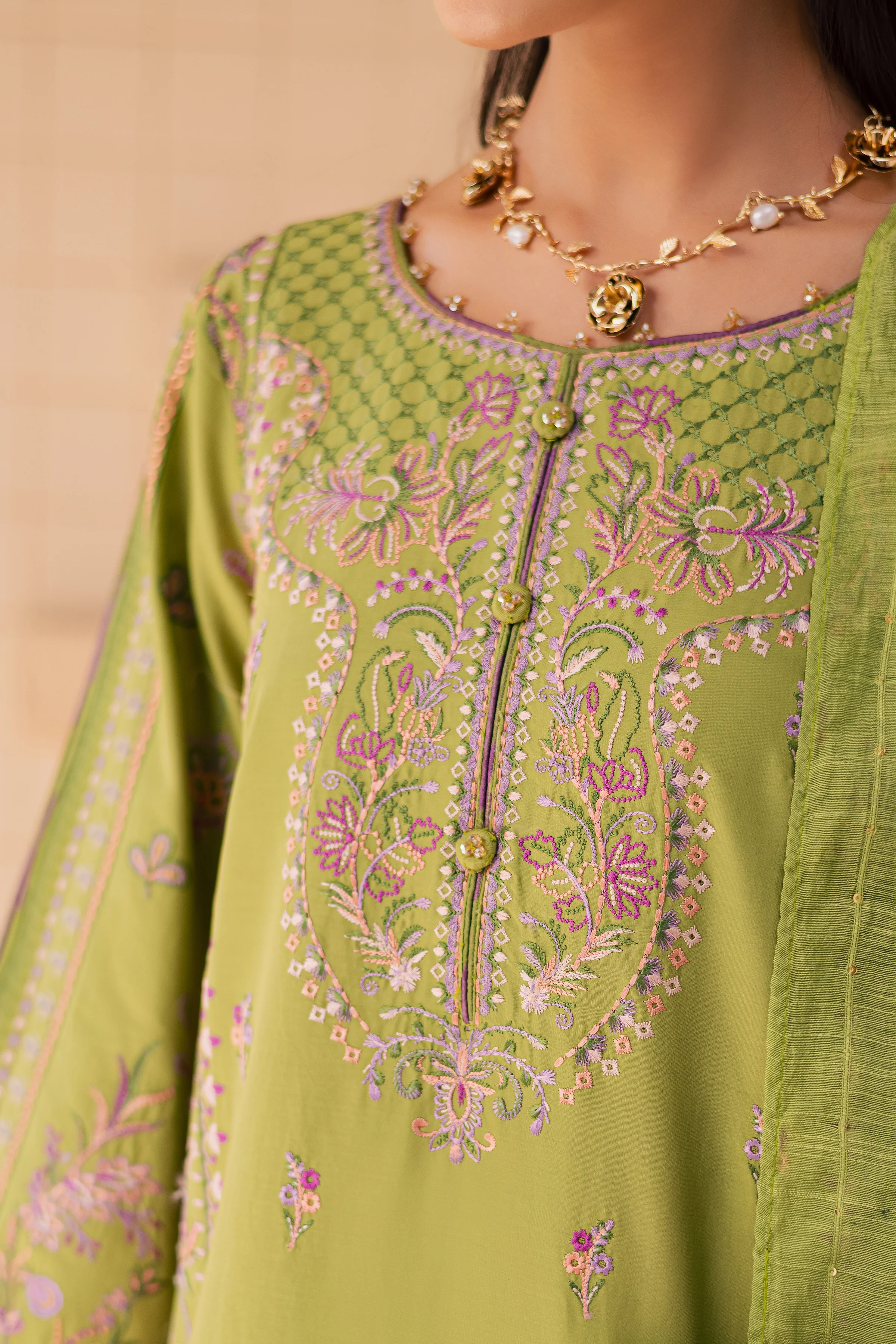 Danica 3Pc - Embroidered Lawn Dress - Image 7