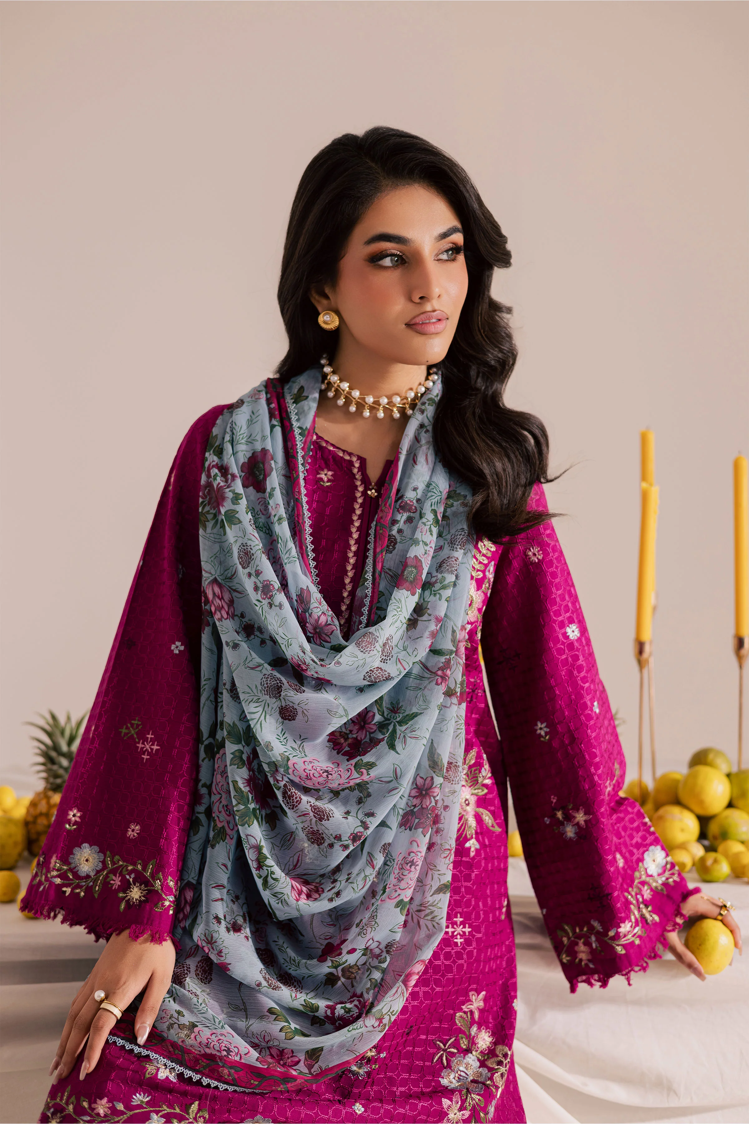 Floral Pine 3Pc - Embroidered Khaddar Dress - Image 3