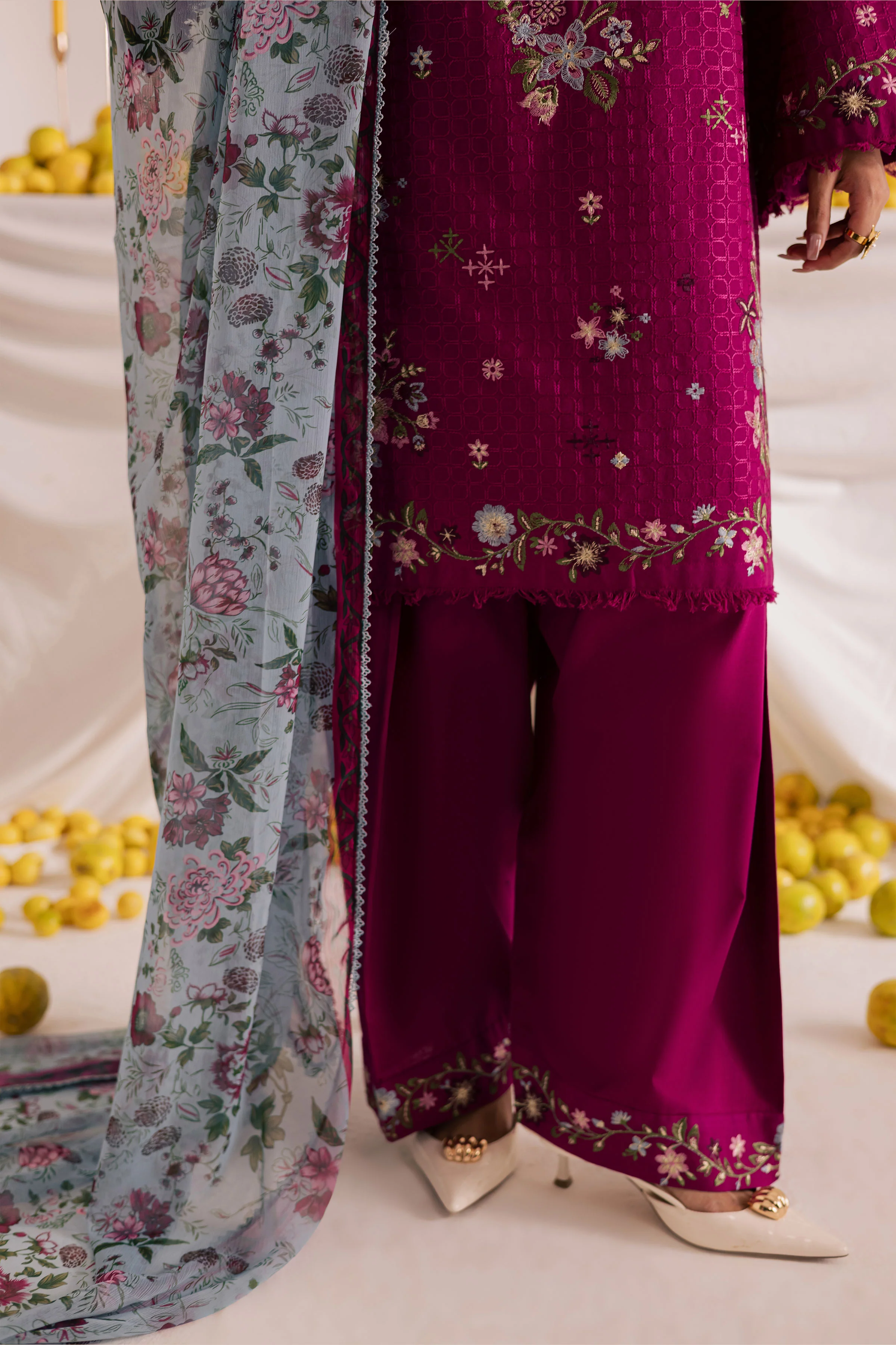Floral Pine 3Pc - Embroidered Khaddar Dress - Image 6