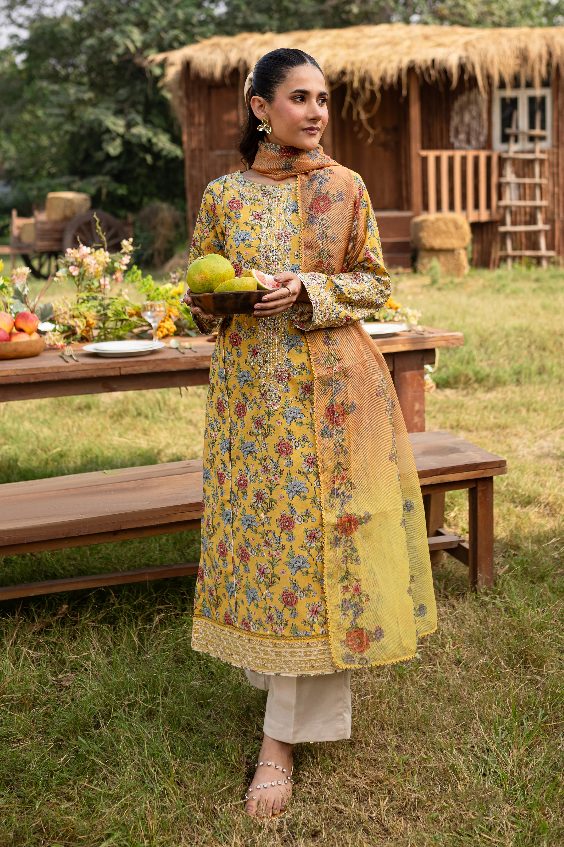 Florence 3Pc - Printed Khaddar Dress - Image 5