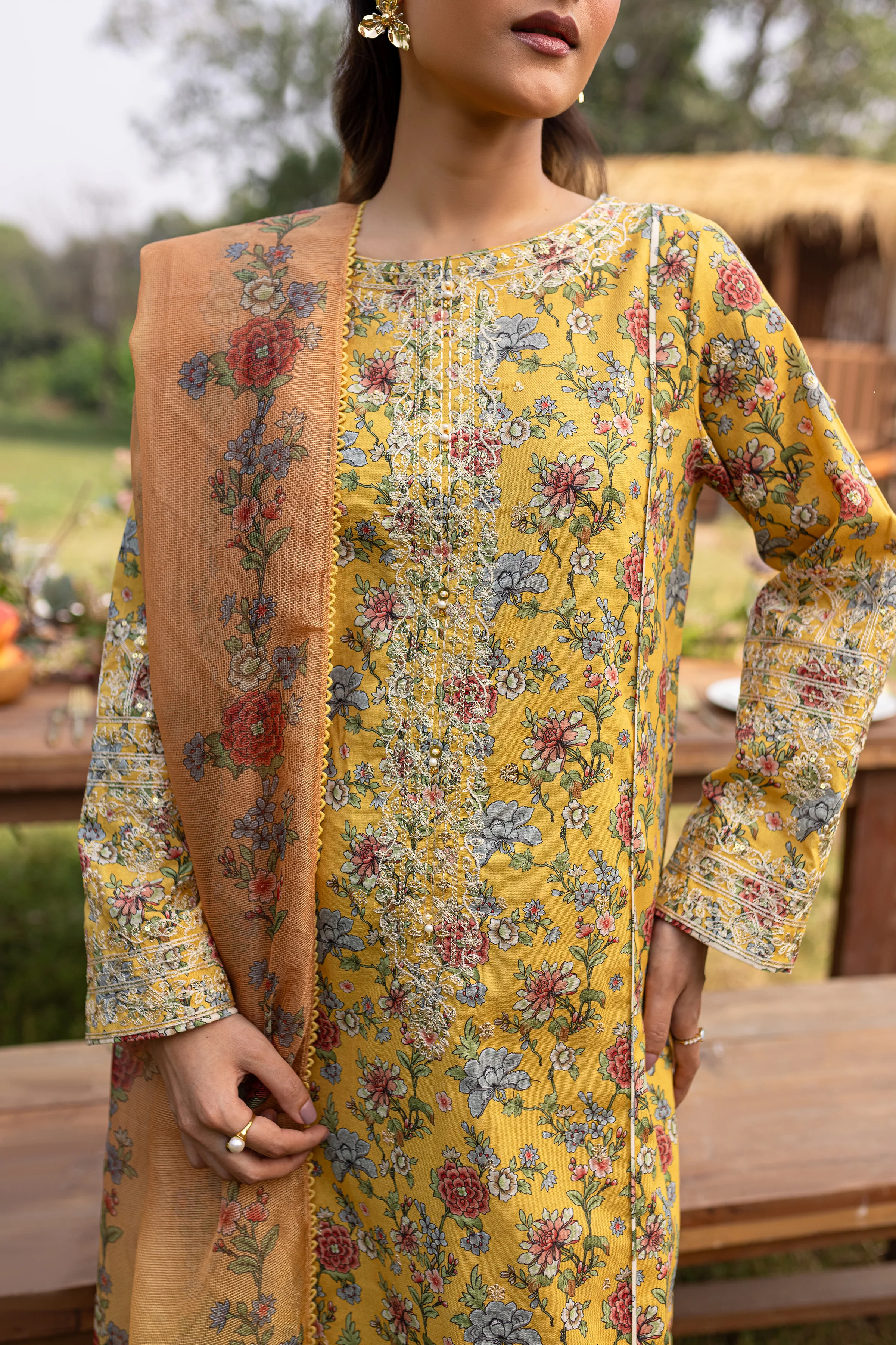 Florence 3Pc - Printed Khaddar Dress - Image 6
