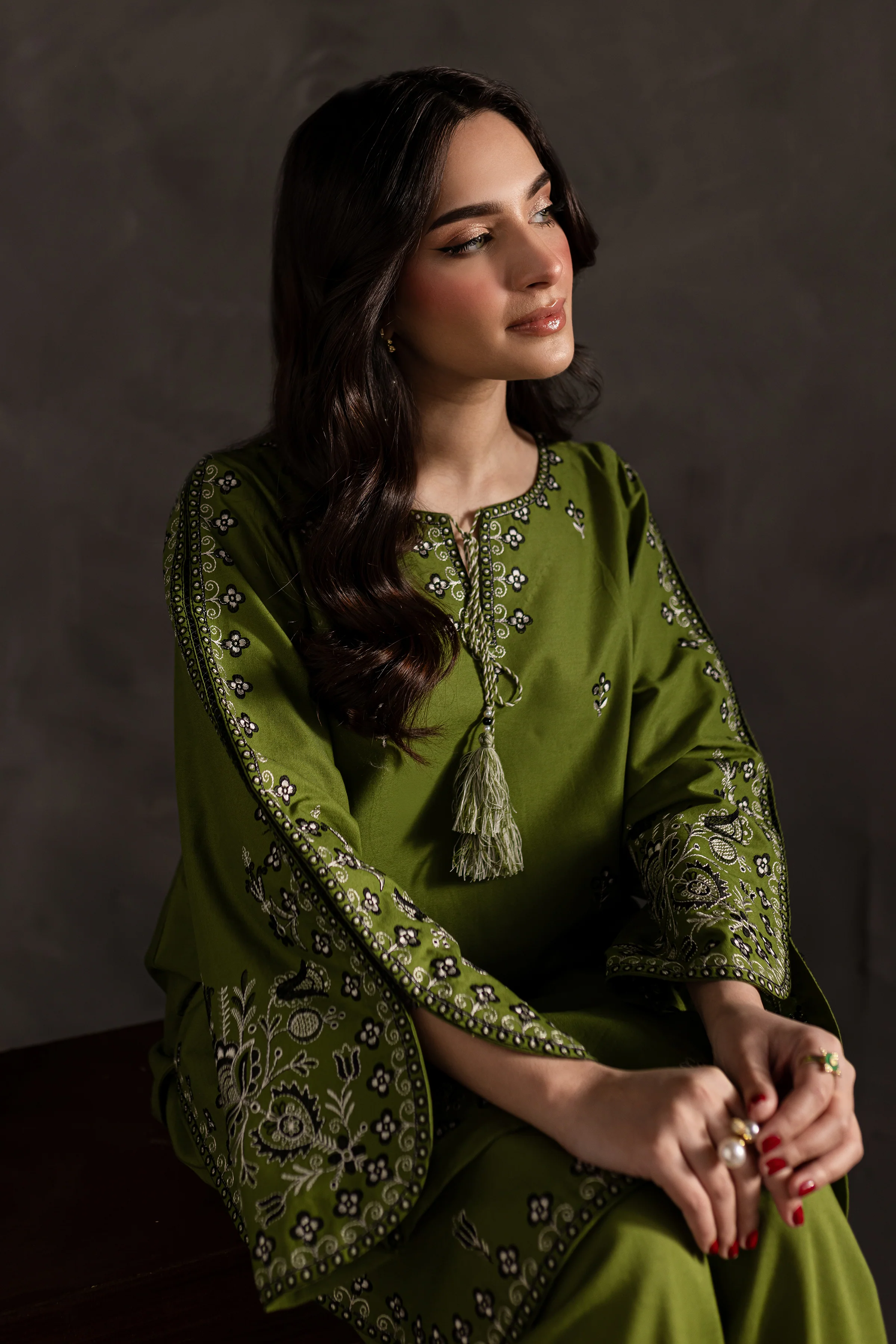 Green Gem 2Pc - Embroidered Khaddar Dress - Image 6