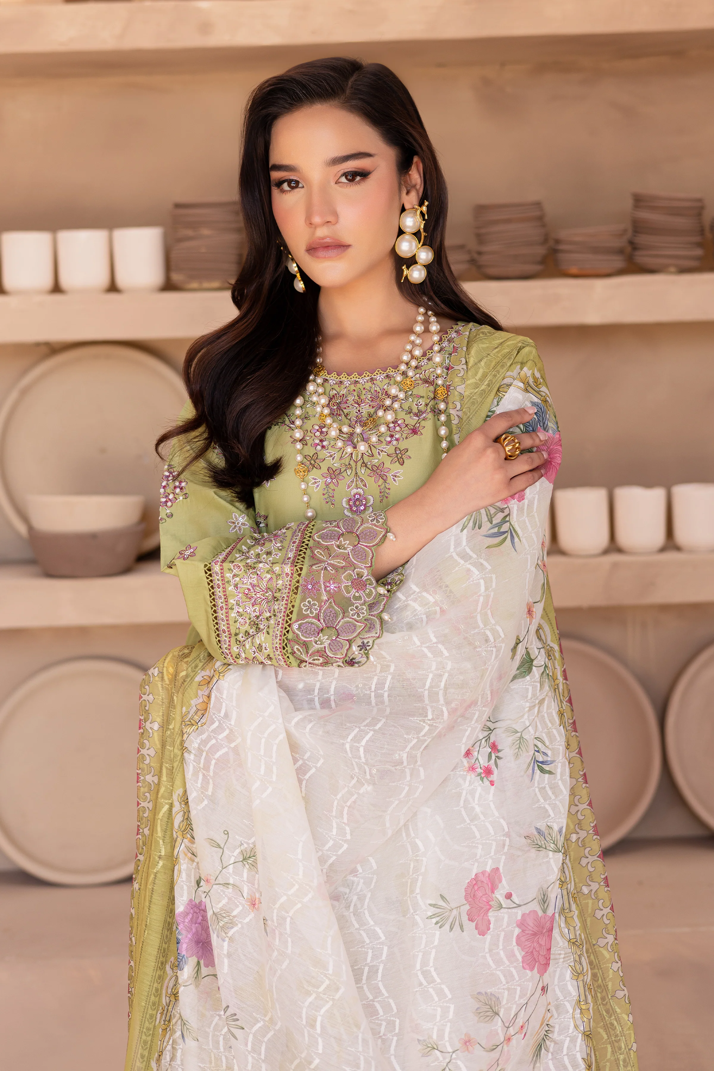 Halo 3Pc - Embroidered Luxe Pret - Image 3