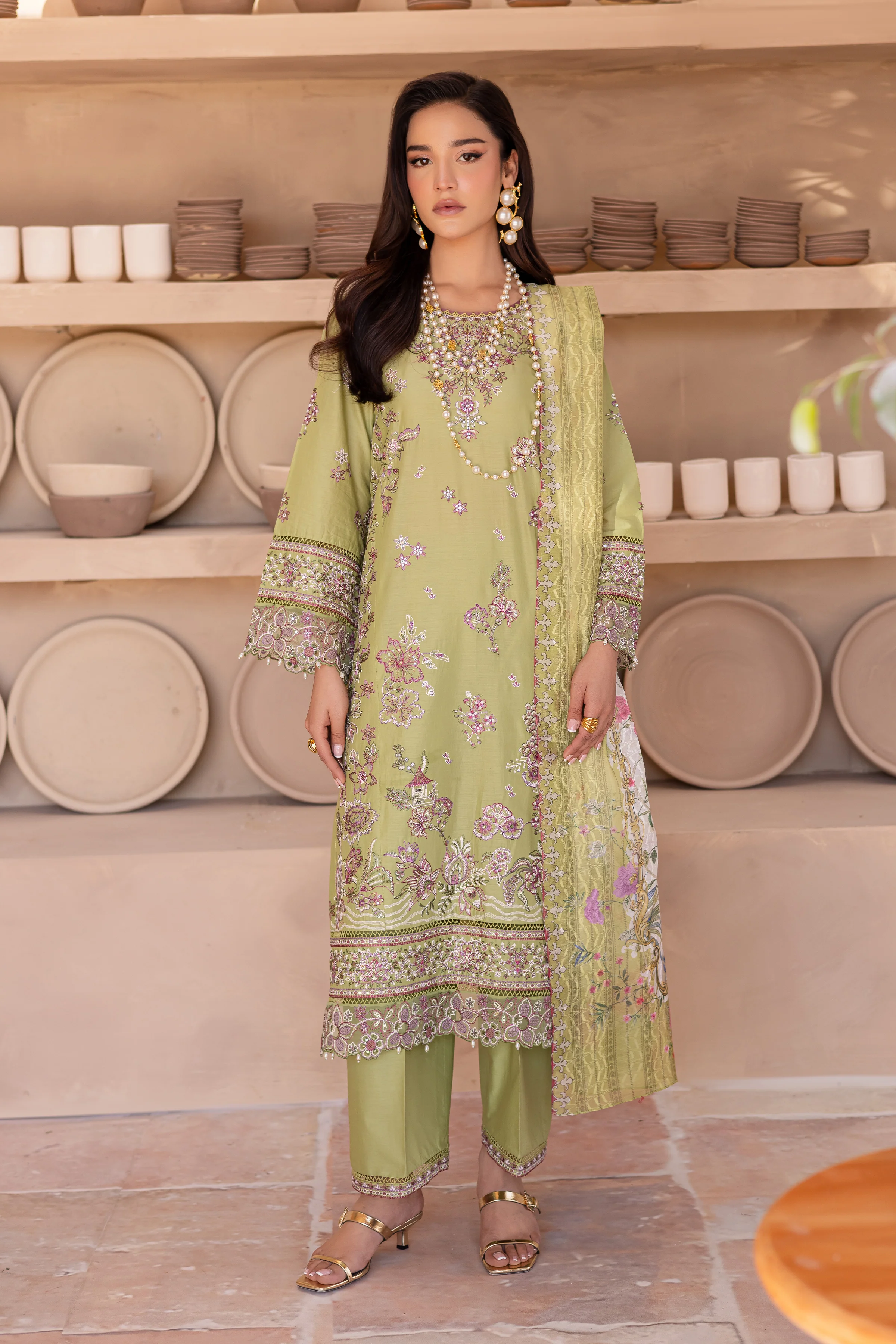 Halo 3Pc - Embroidered Luxe Pret - Image 5