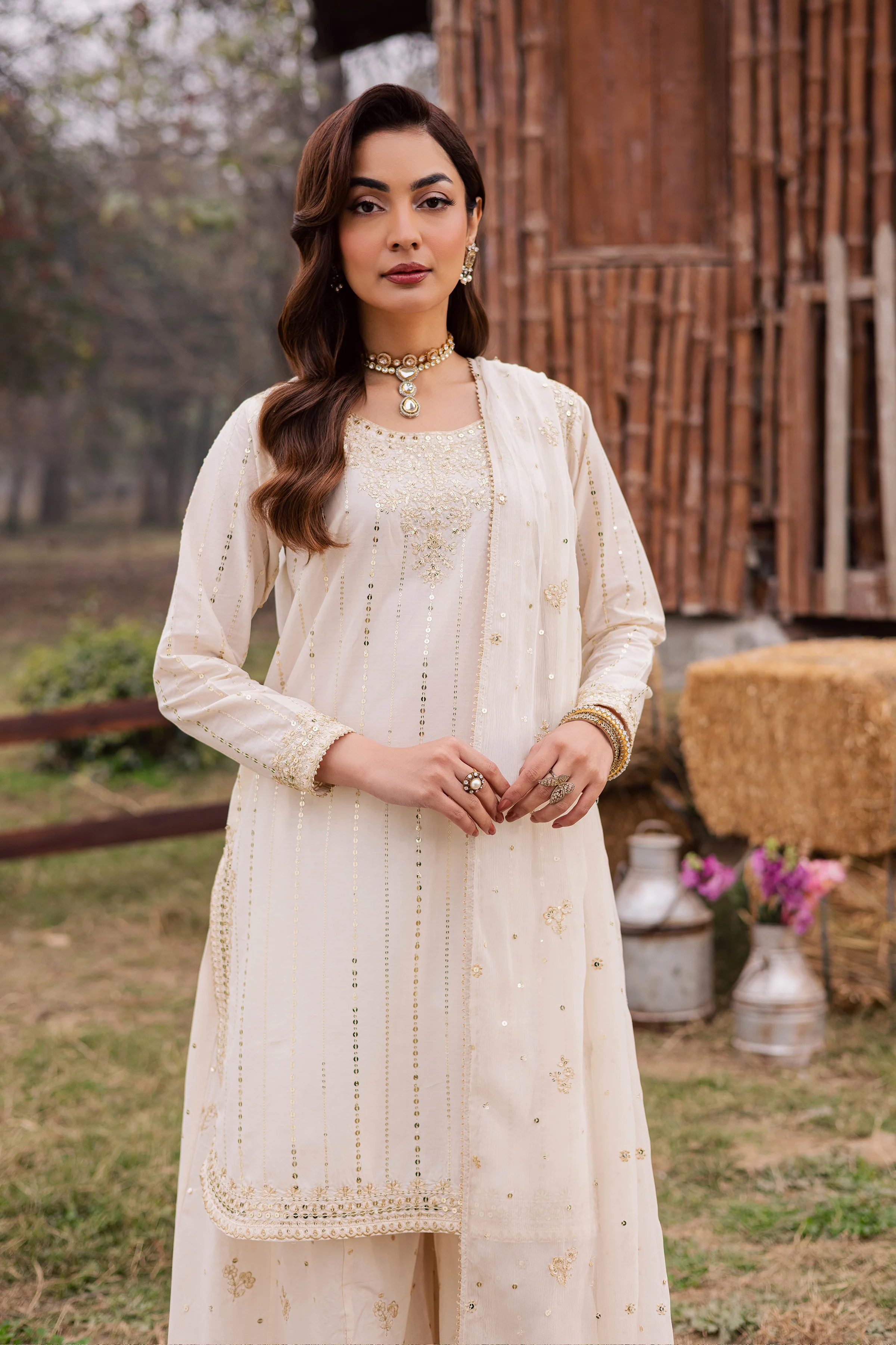 Hans 3Pc - Festive Embroidered Lawn - Image 3