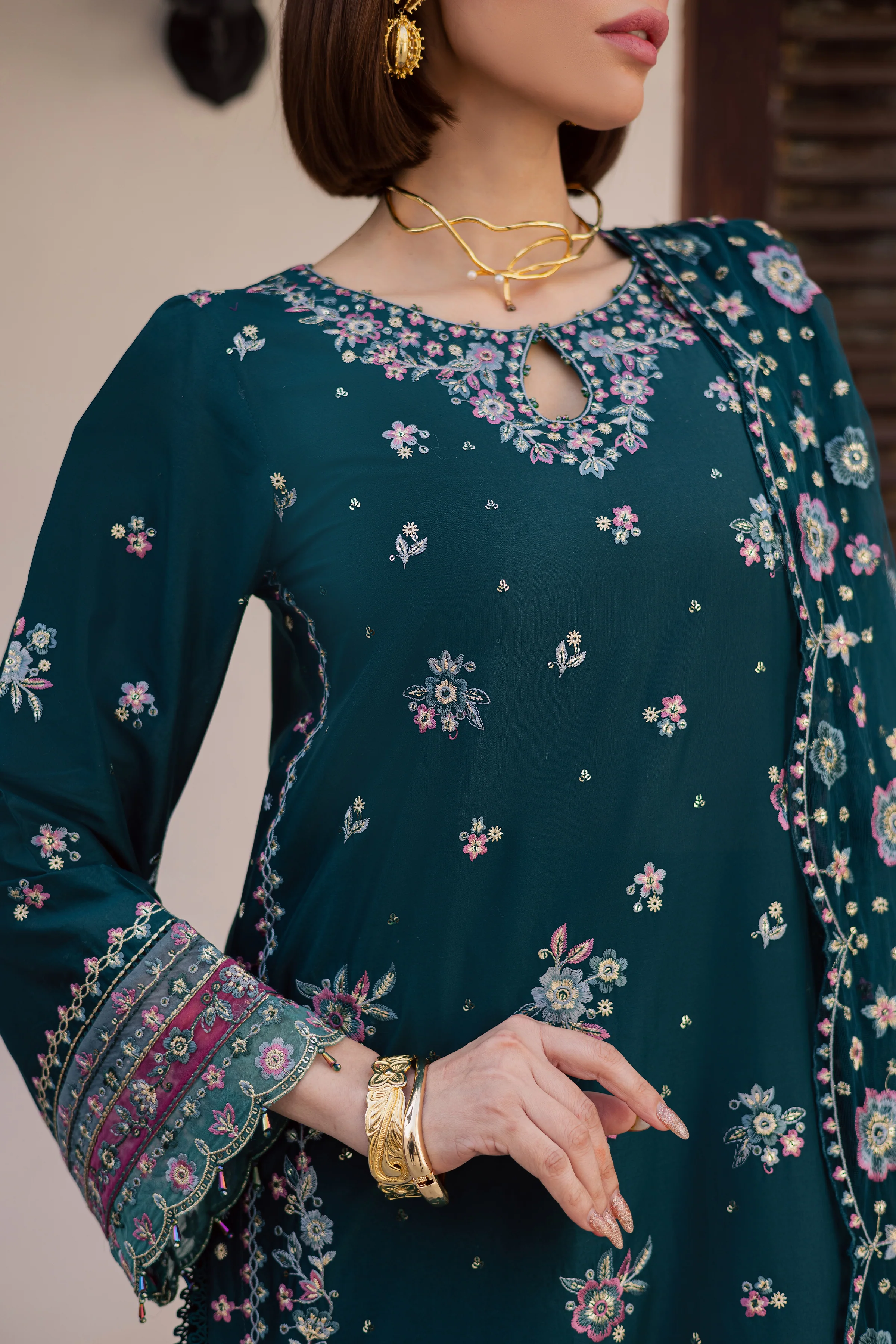 Ivy Bloom 3Pc - Festive Embroidered Lawn - Image 8