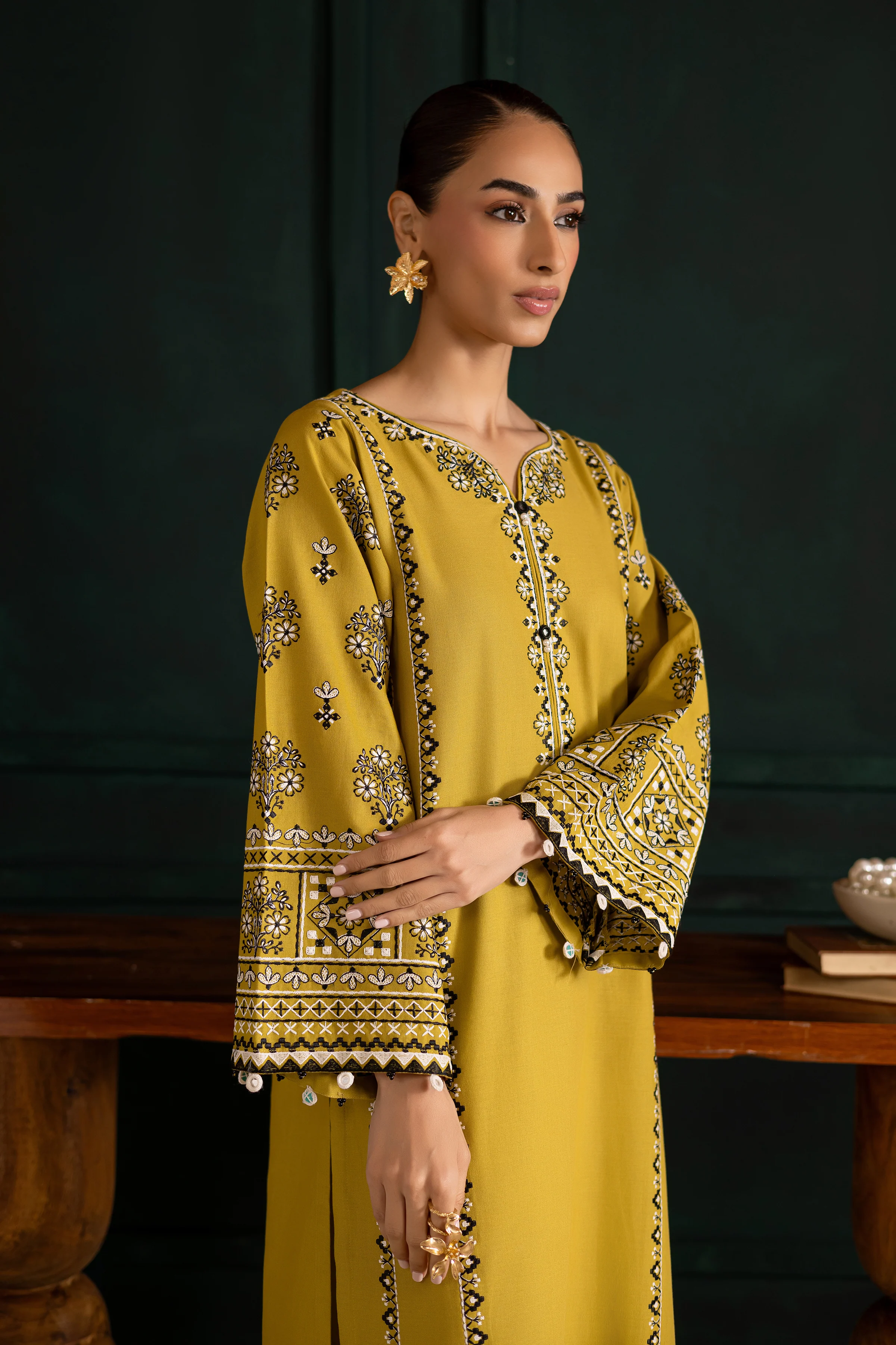 Kantha 2Pc - Embroidered Khaddar Dress - Image 3