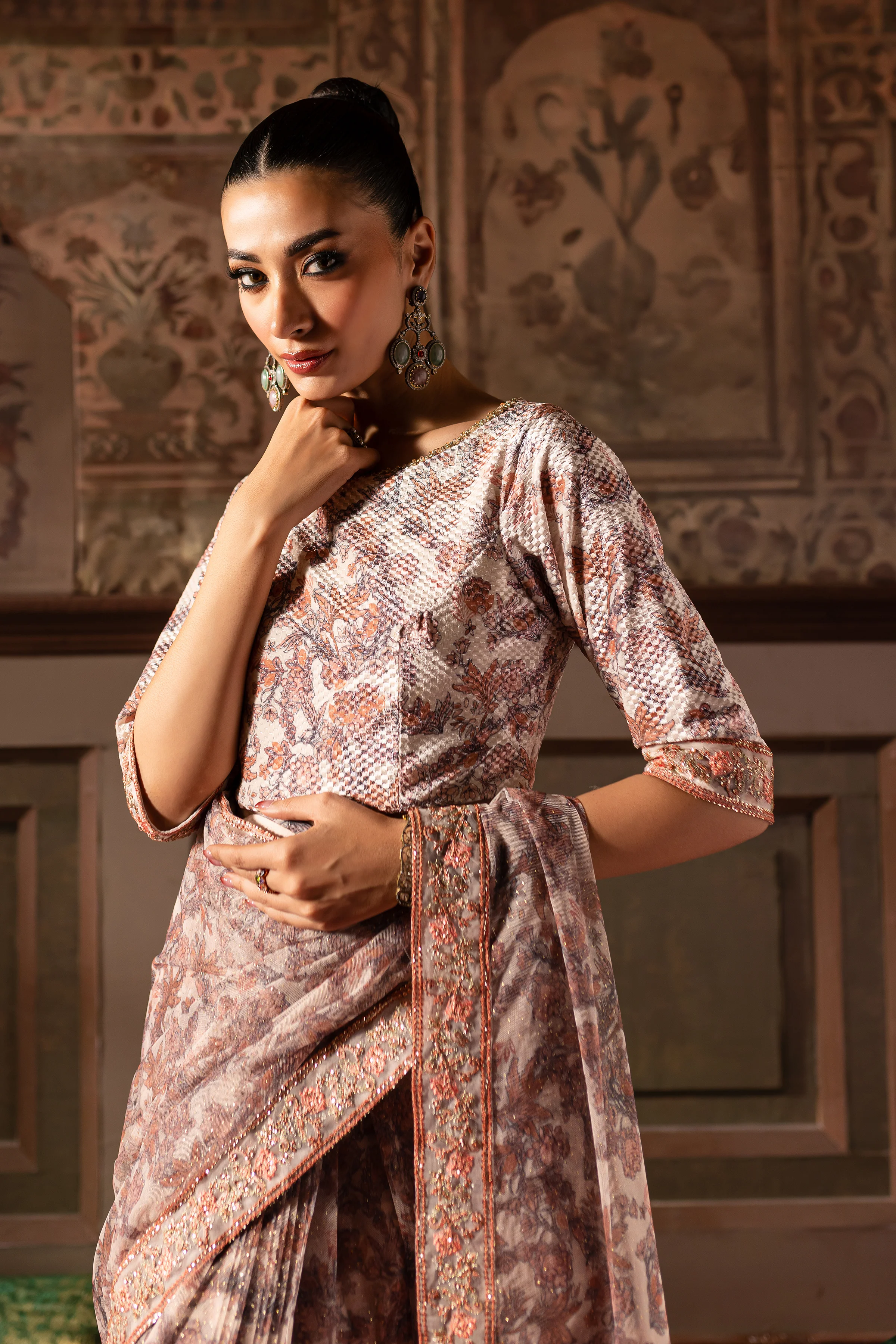 Kashish 3Pc- Embroidered Saree - Image 5