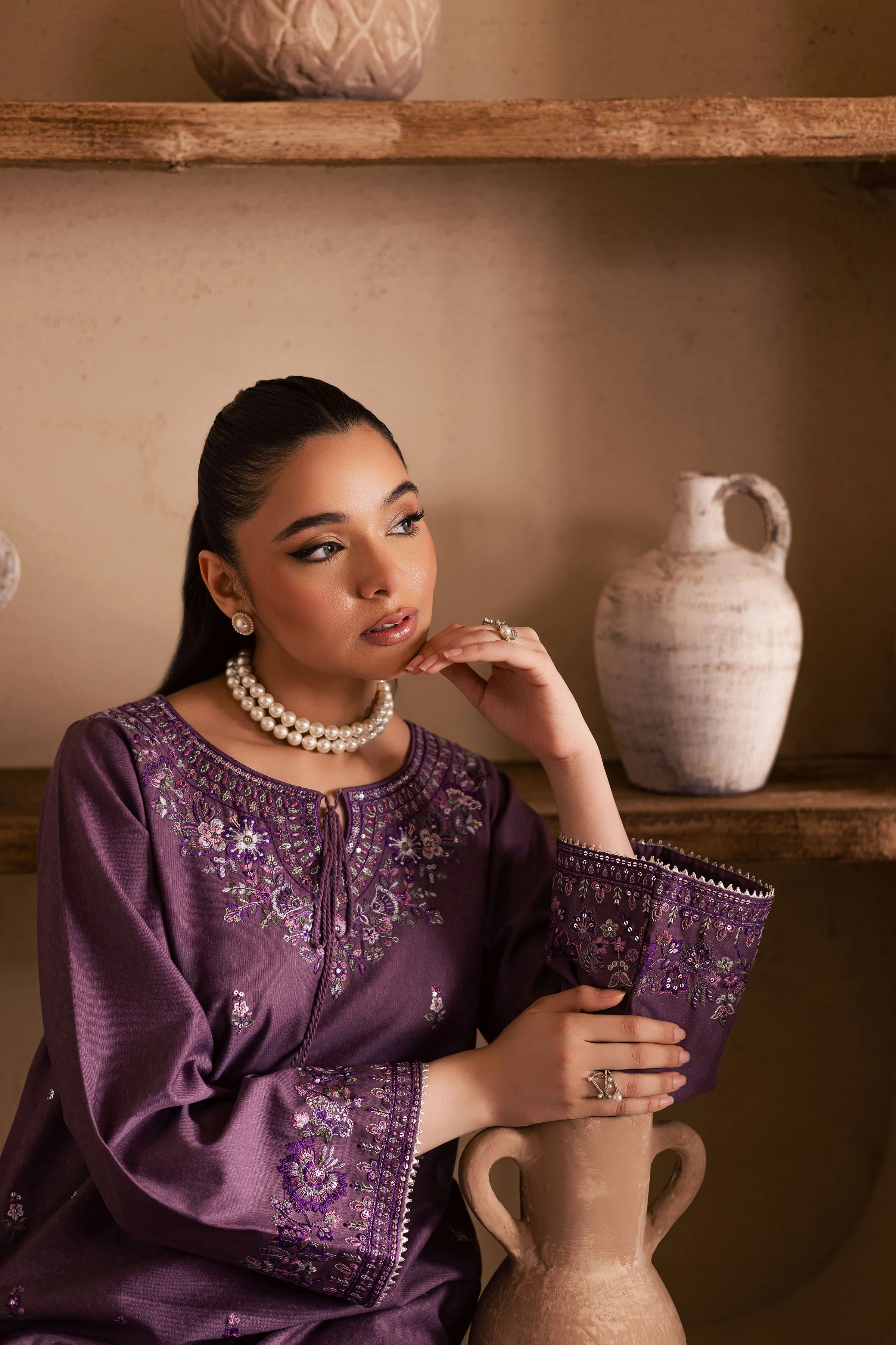 Meenah 2Pc - Embroidered Karandi Dress - Image 3