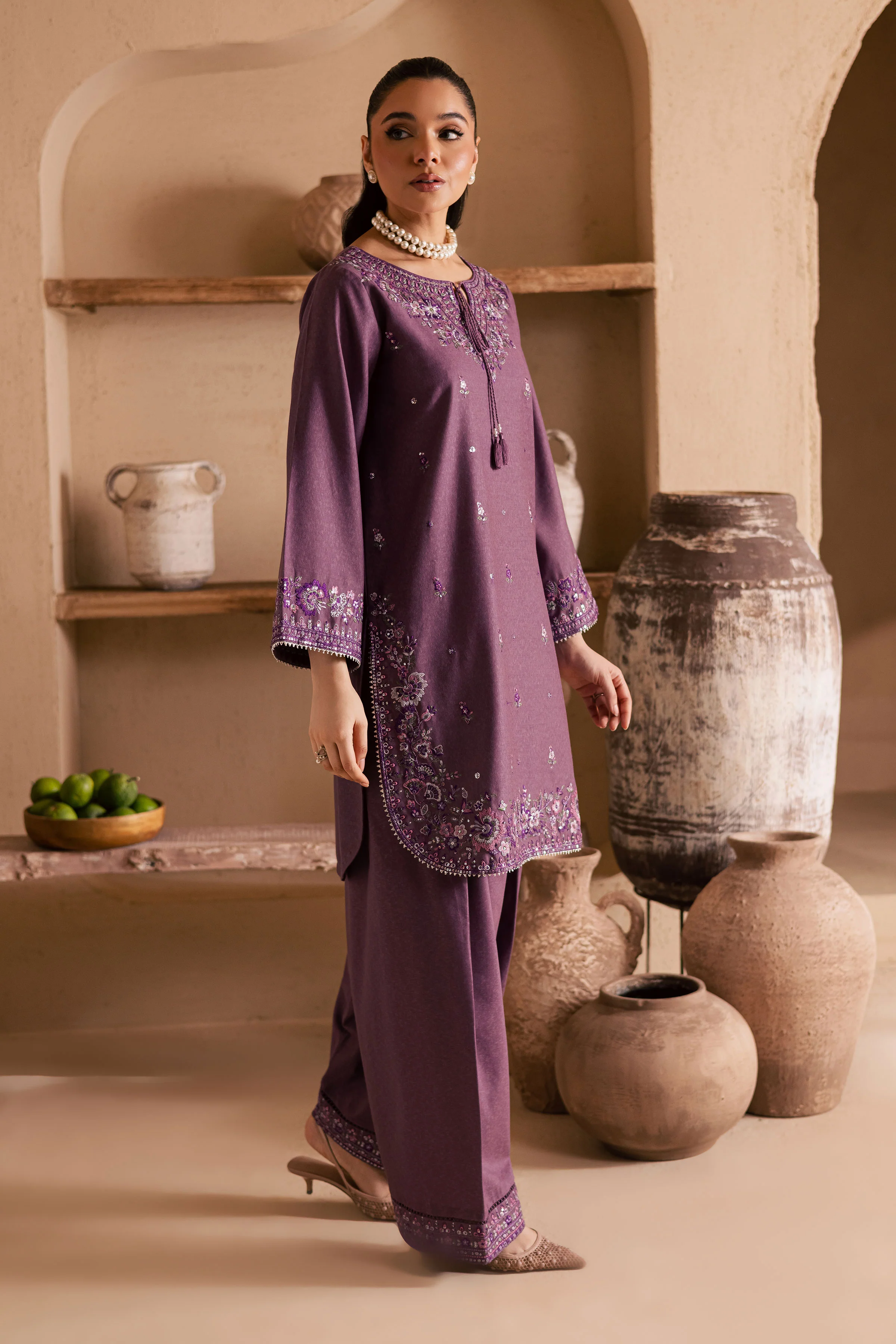 Meenah 2Pc - Embroidered Karandi Dress - Image 4