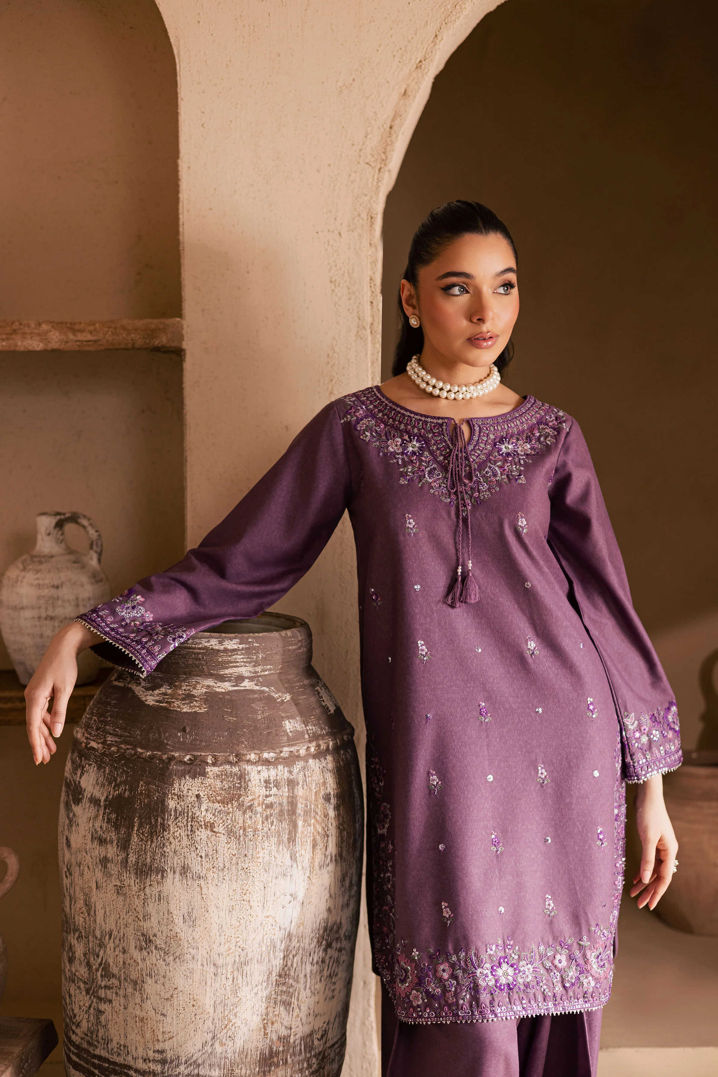 Meenah 2Pc - Embroidered Karandi Dress - Image 5