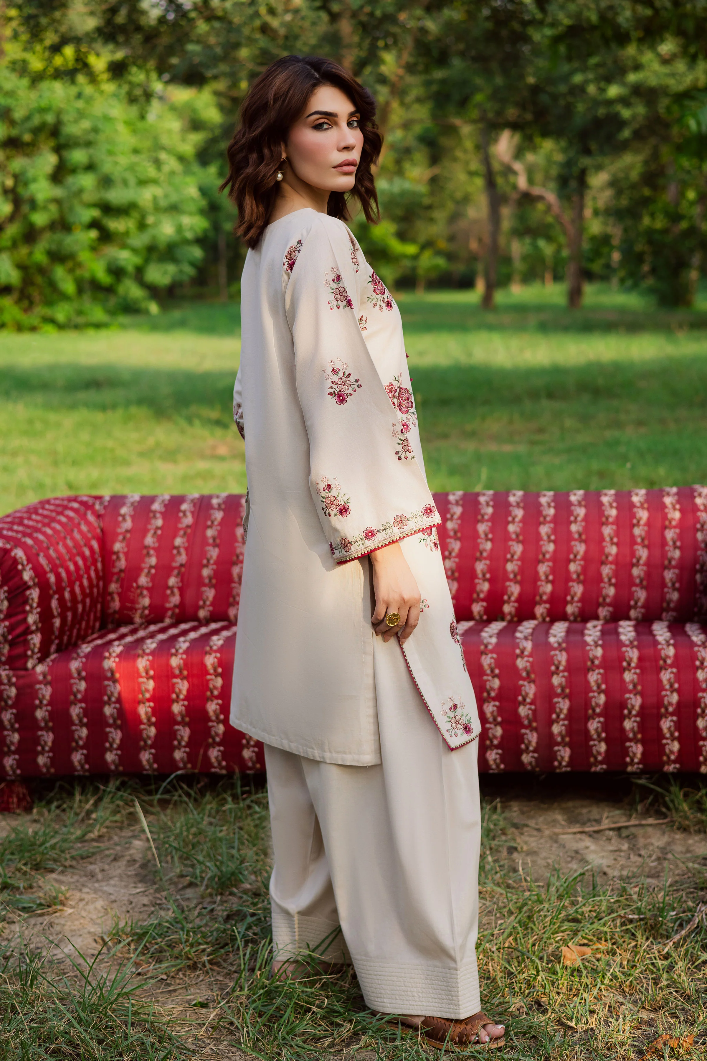 Meer 2Pc - Embroidered Khaddar Dress - Image 3
