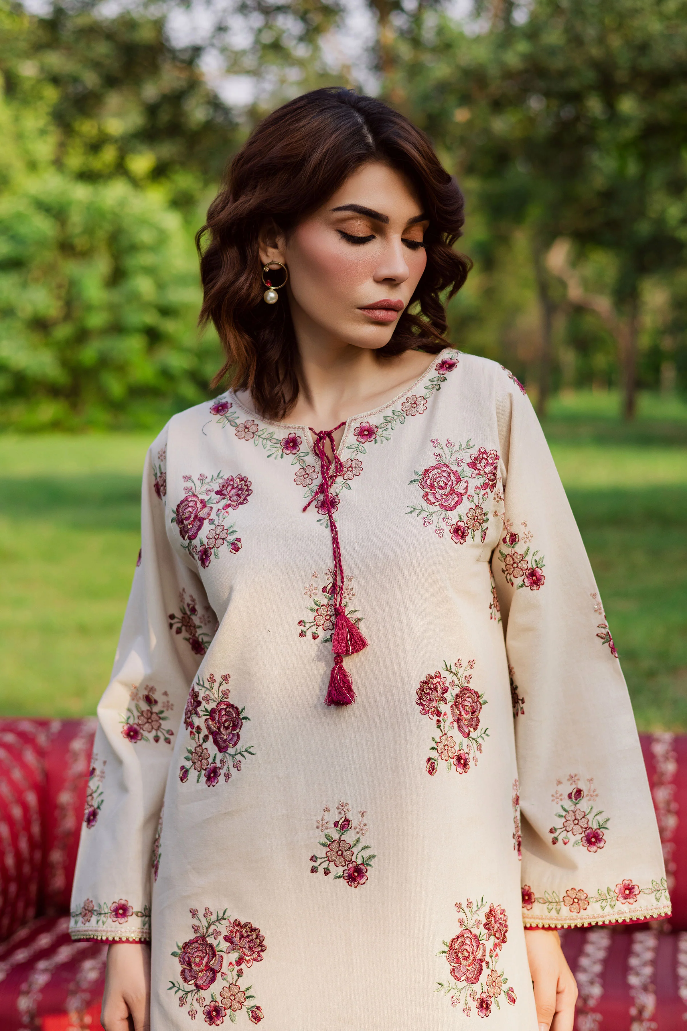 Meer 2Pc - Embroidered Khaddar Dress - Image 5