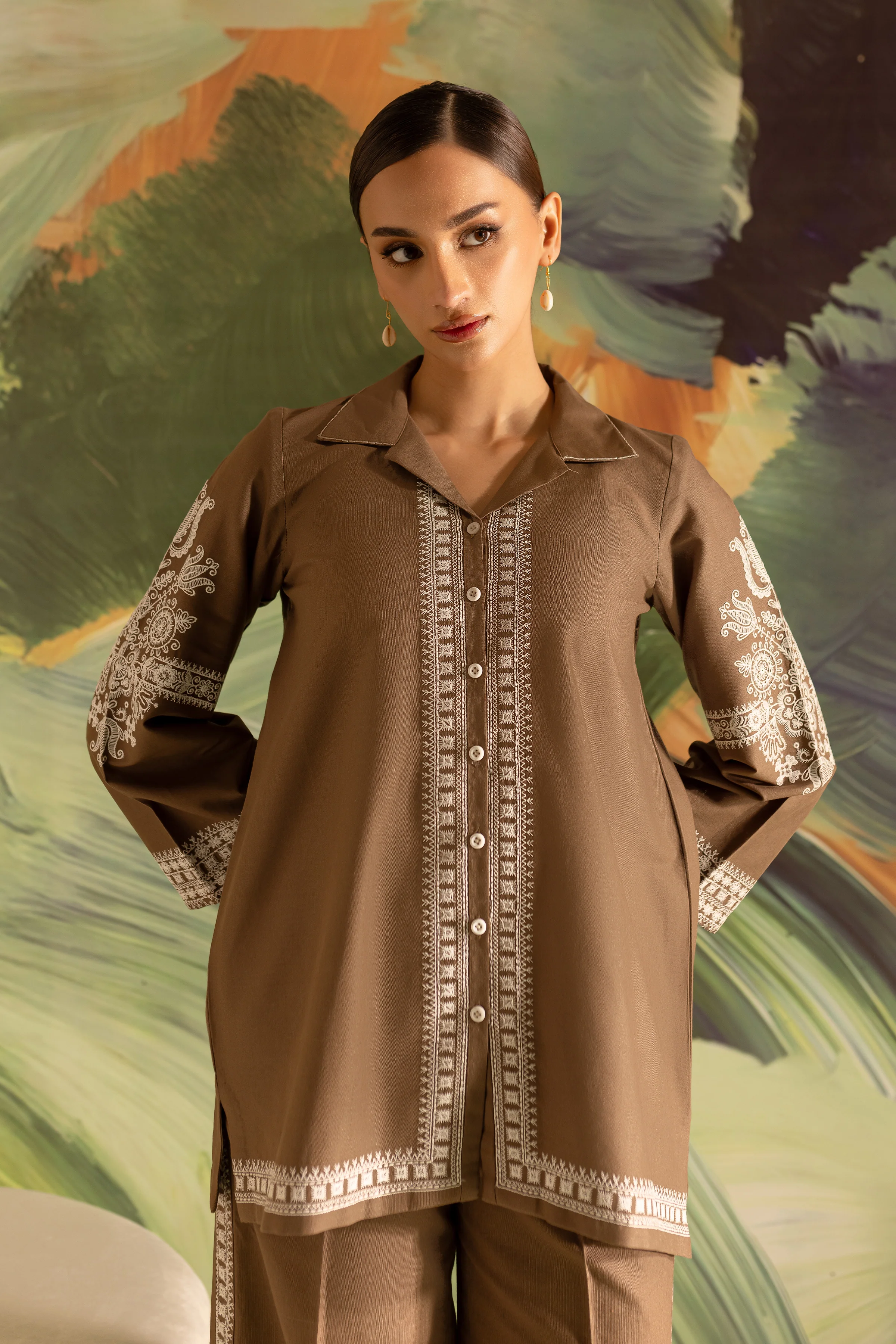 Metro 2Pc - Embroidered Khaddar Dress - Image 3
