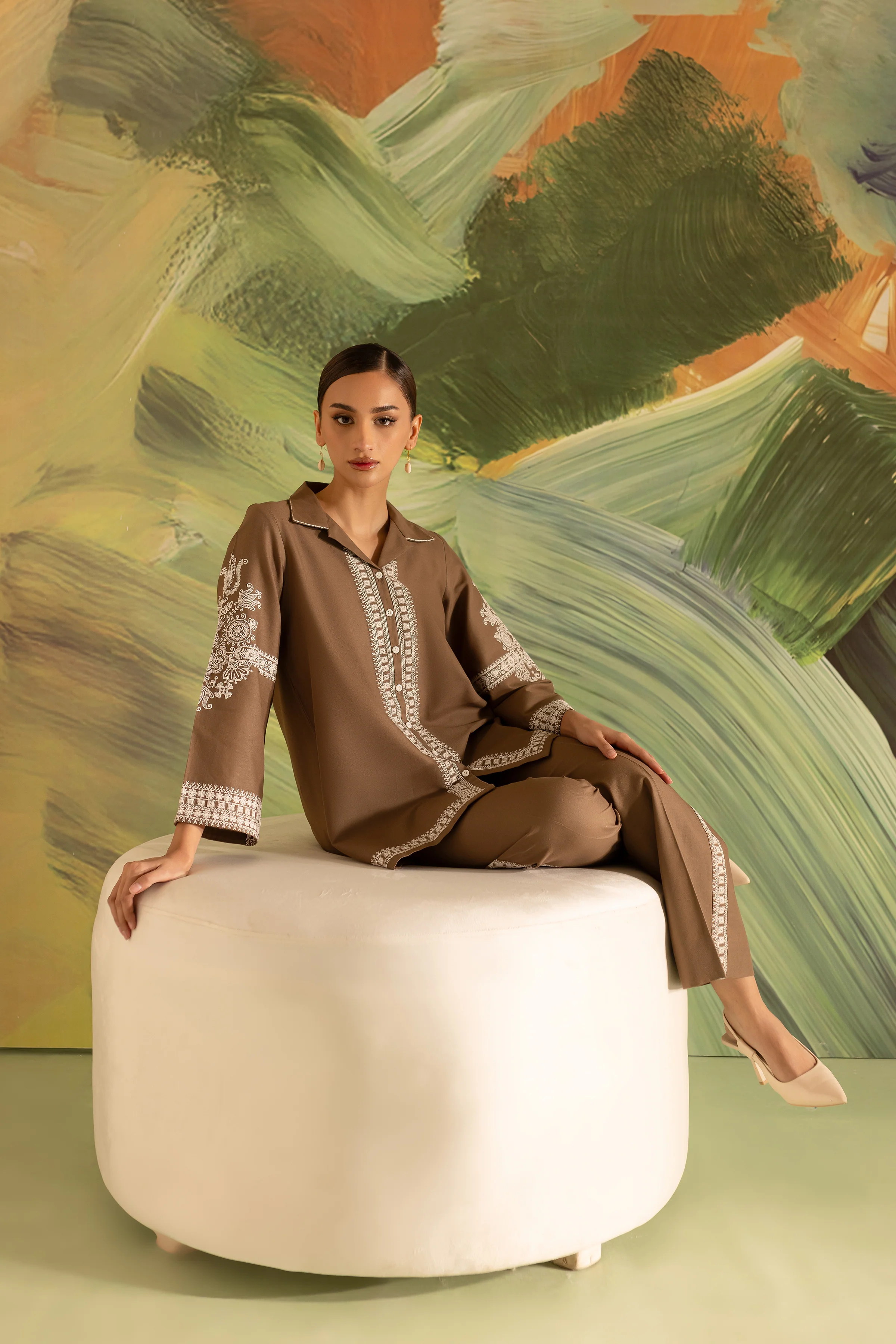 Metro 2Pc - Embroidered Khaddar Dress - Image 4