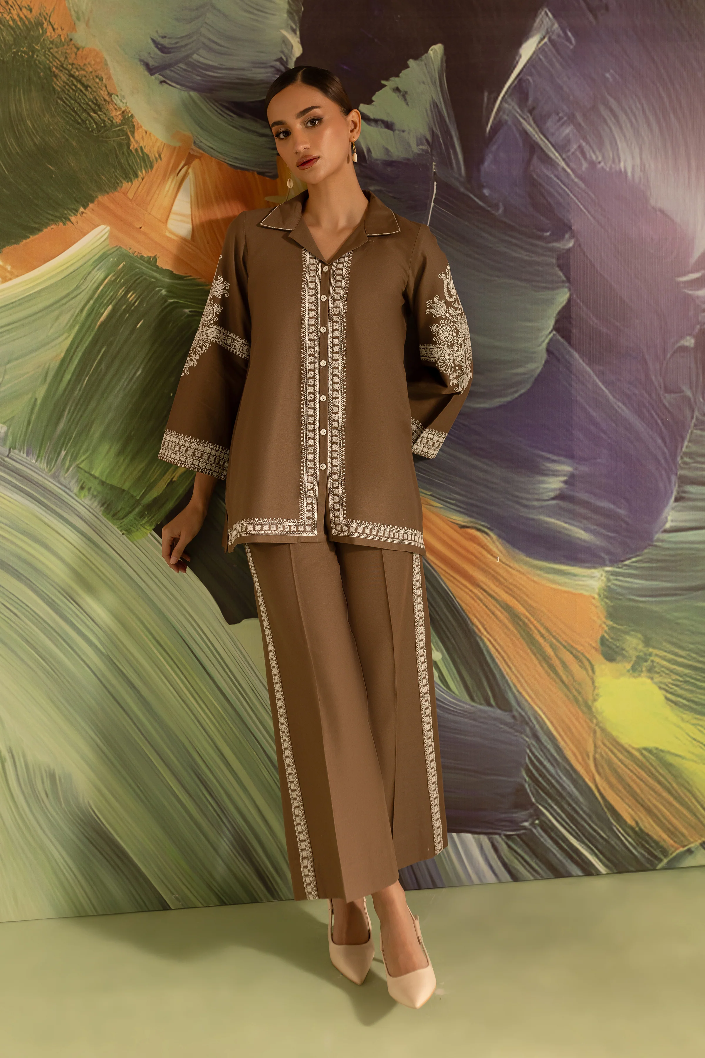 Metro 2Pc - Embroidered Khaddar Dress - Image 5