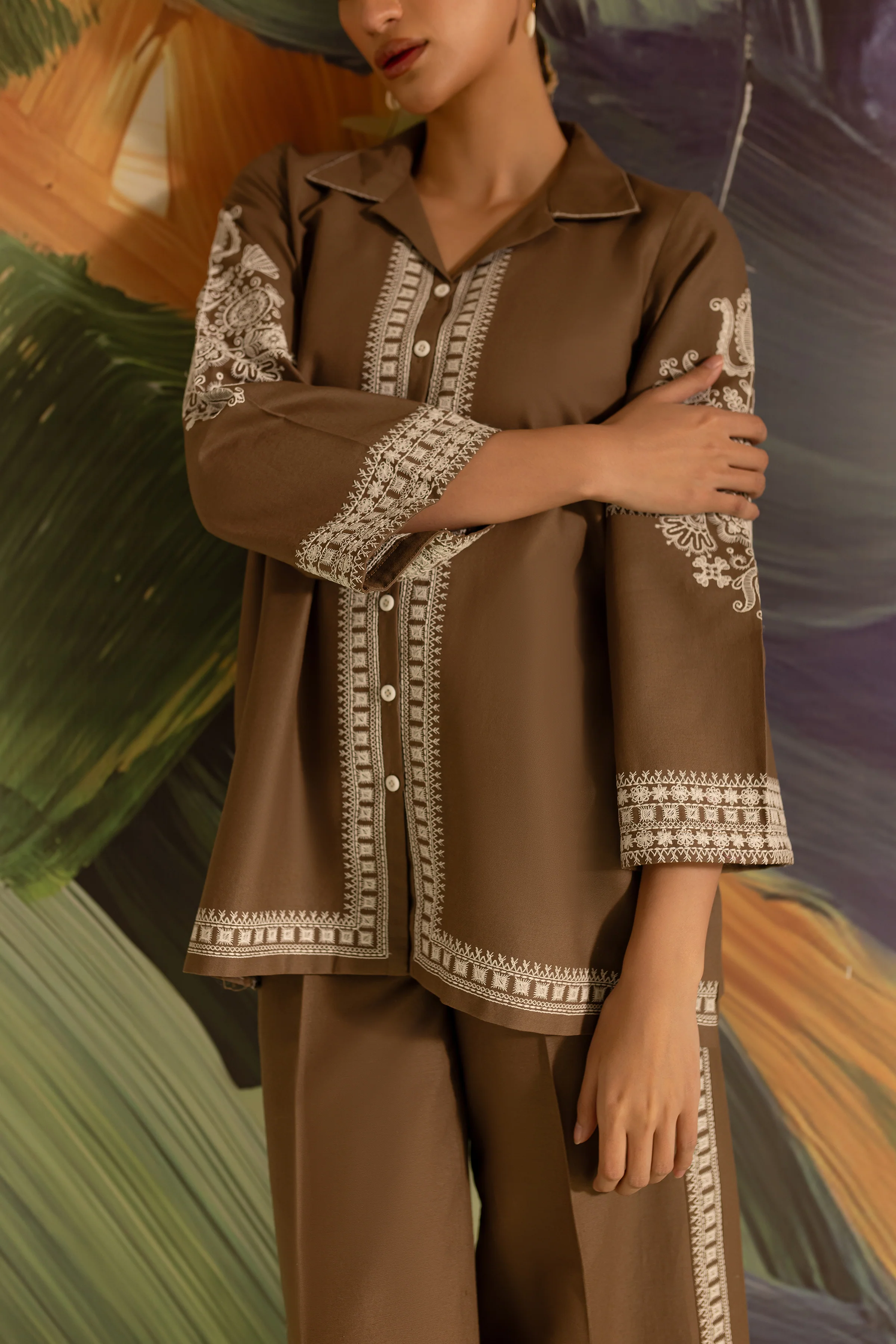 Metro 2Pc - Embroidered Khaddar Dress - Image 8