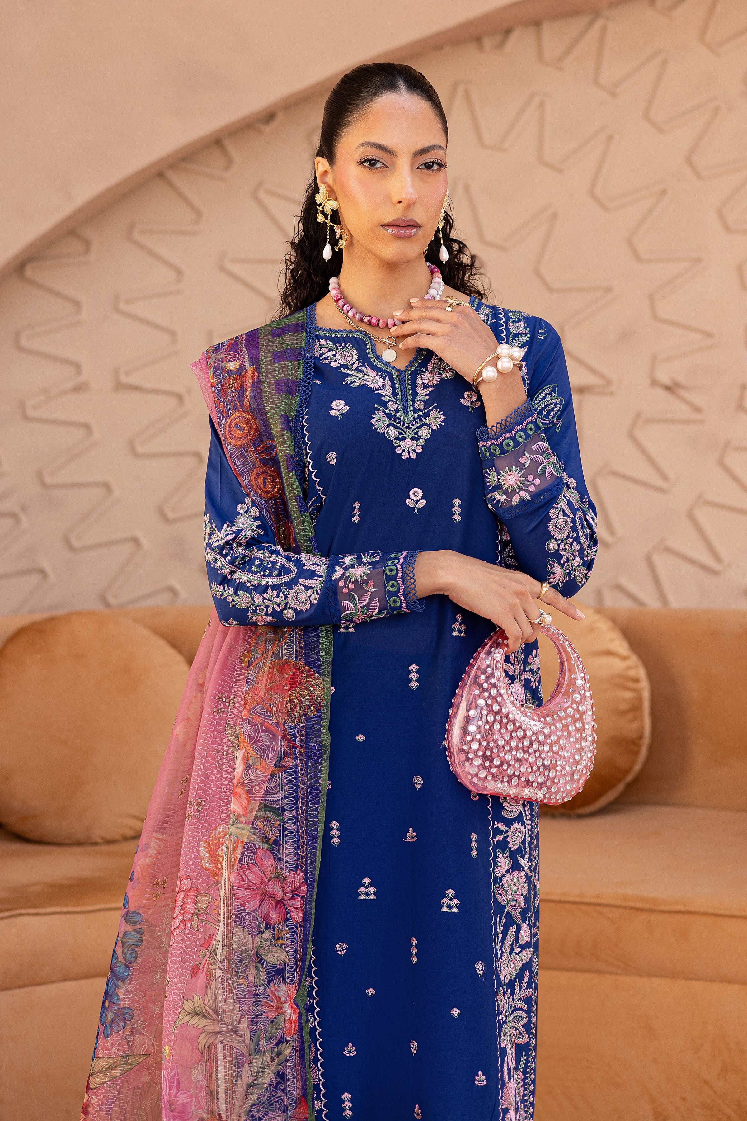 Nawrah 3Pc - Embroidered Luxe Pret - Image 3