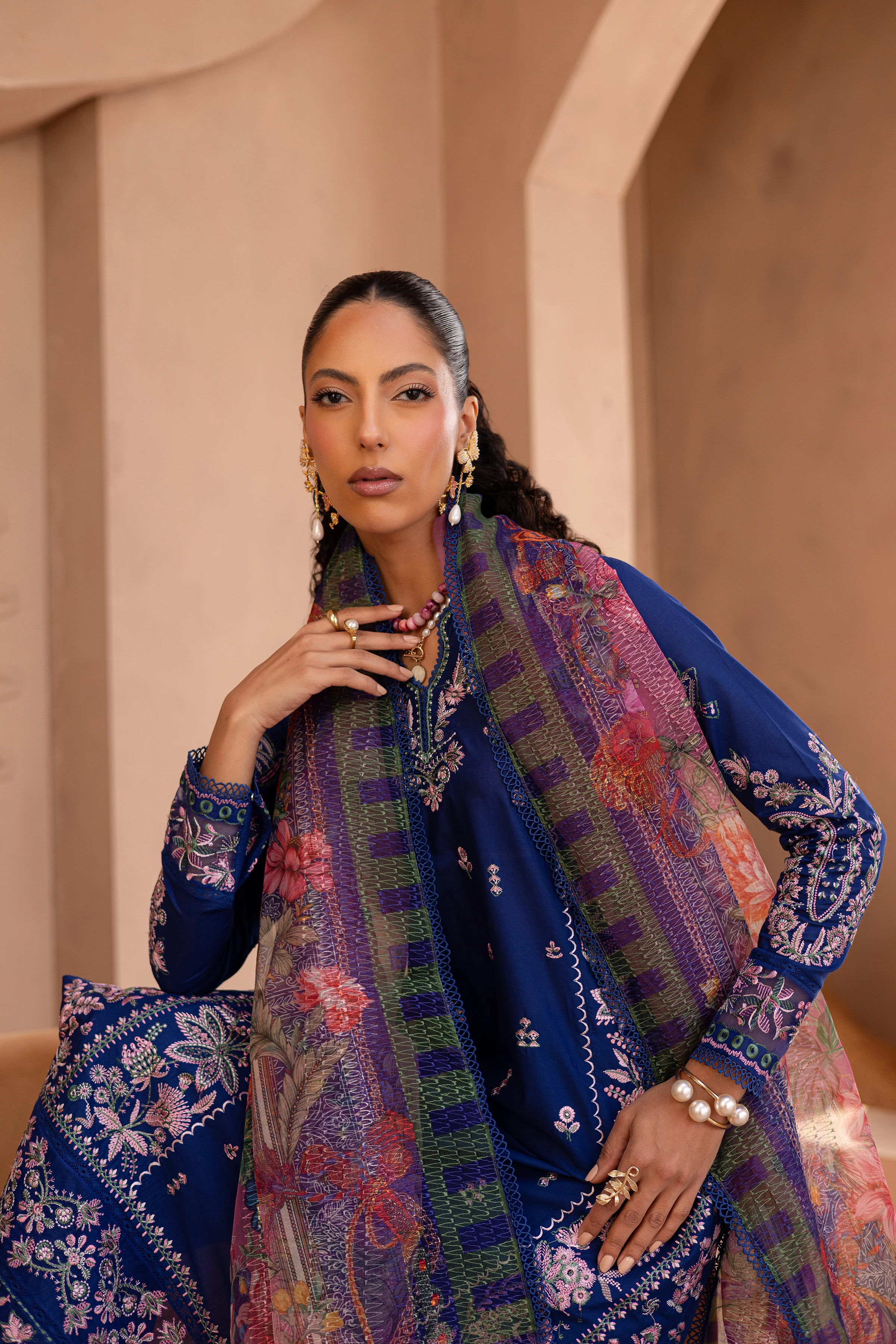 Nawrah 3Pc - Embroidered Luxe Pret - Image 4