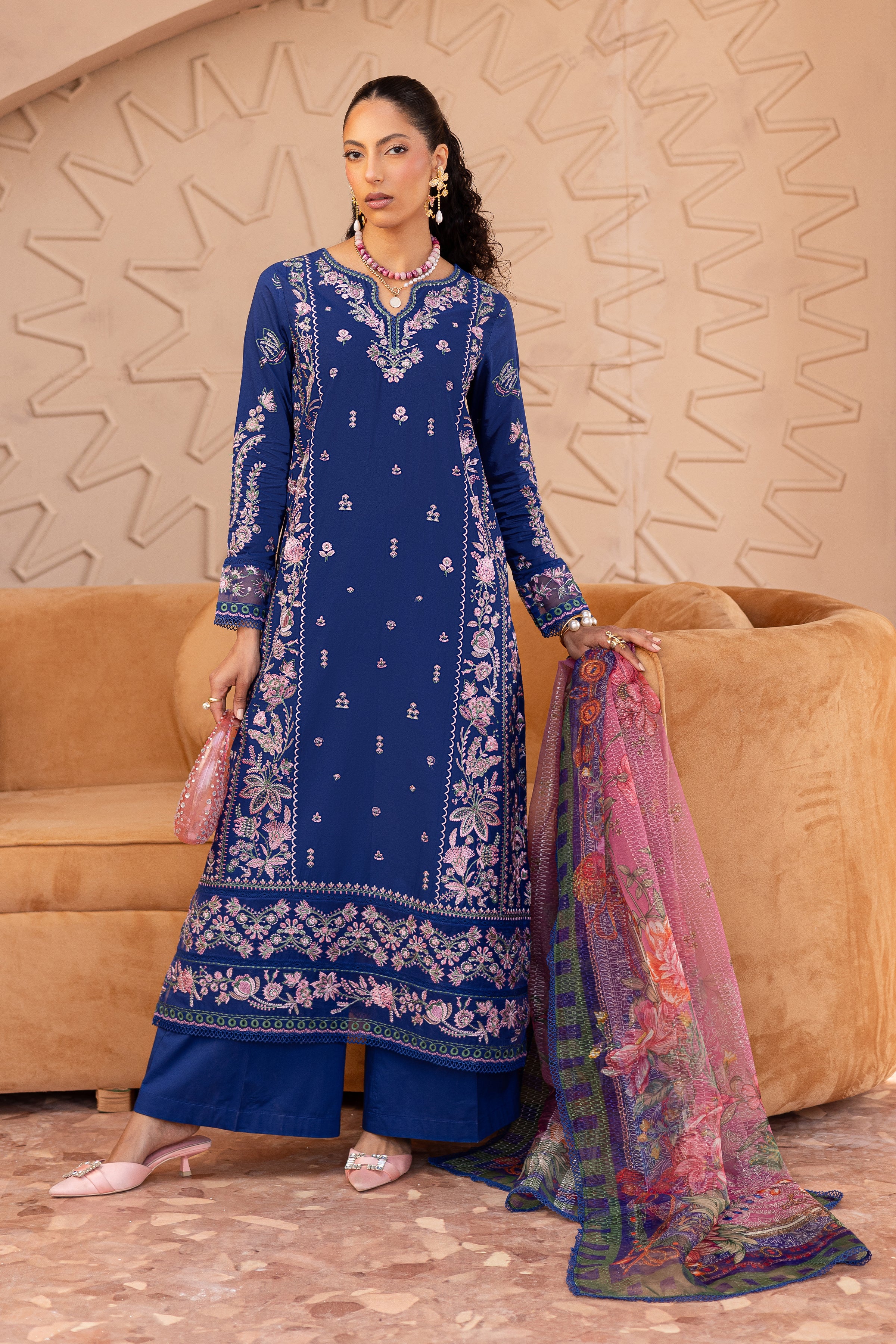 Nawrah 3Pc - Embroidered Luxe Pret - Image 6