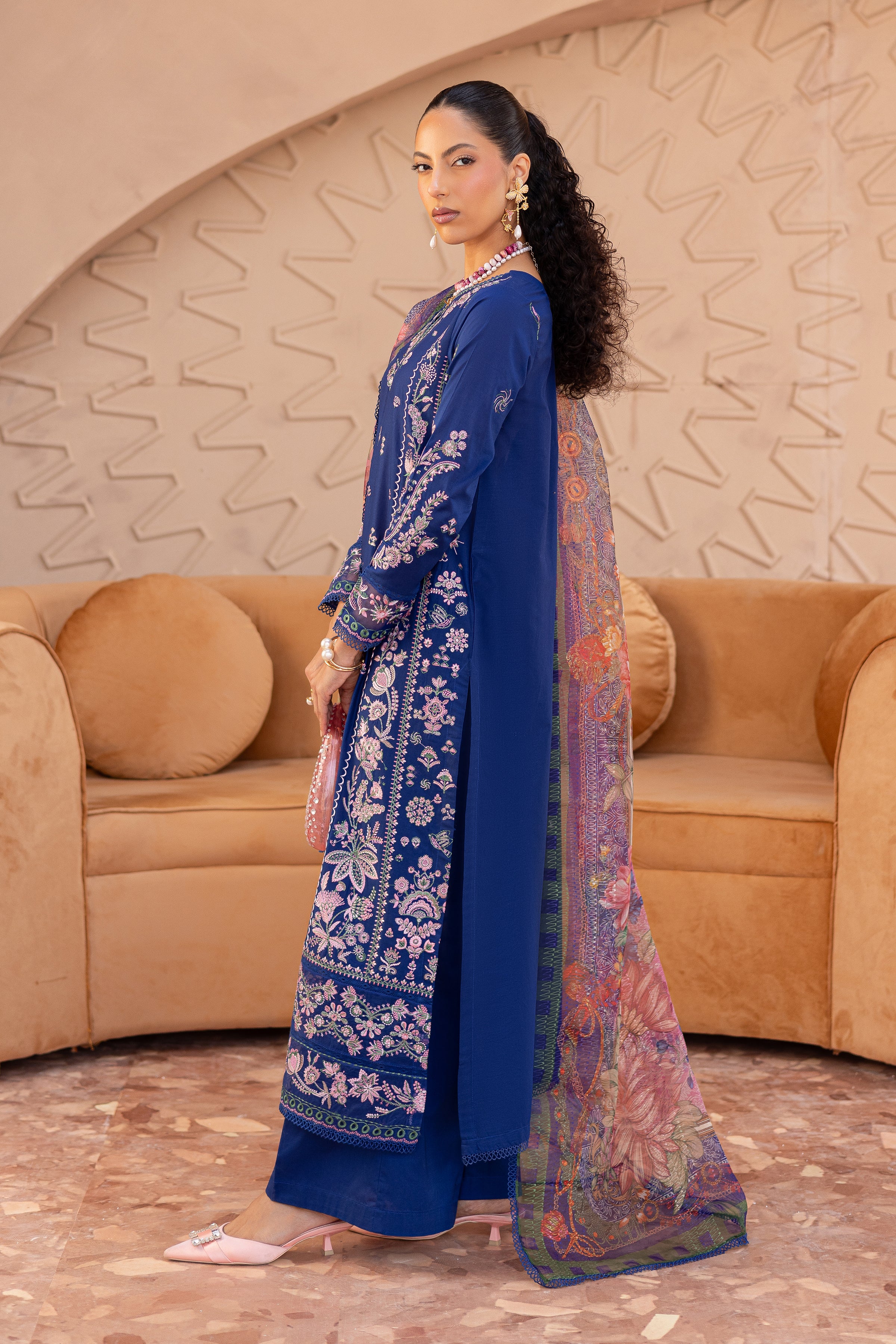 Nawrah 3Pc - Embroidered Luxe Pret - Image 7