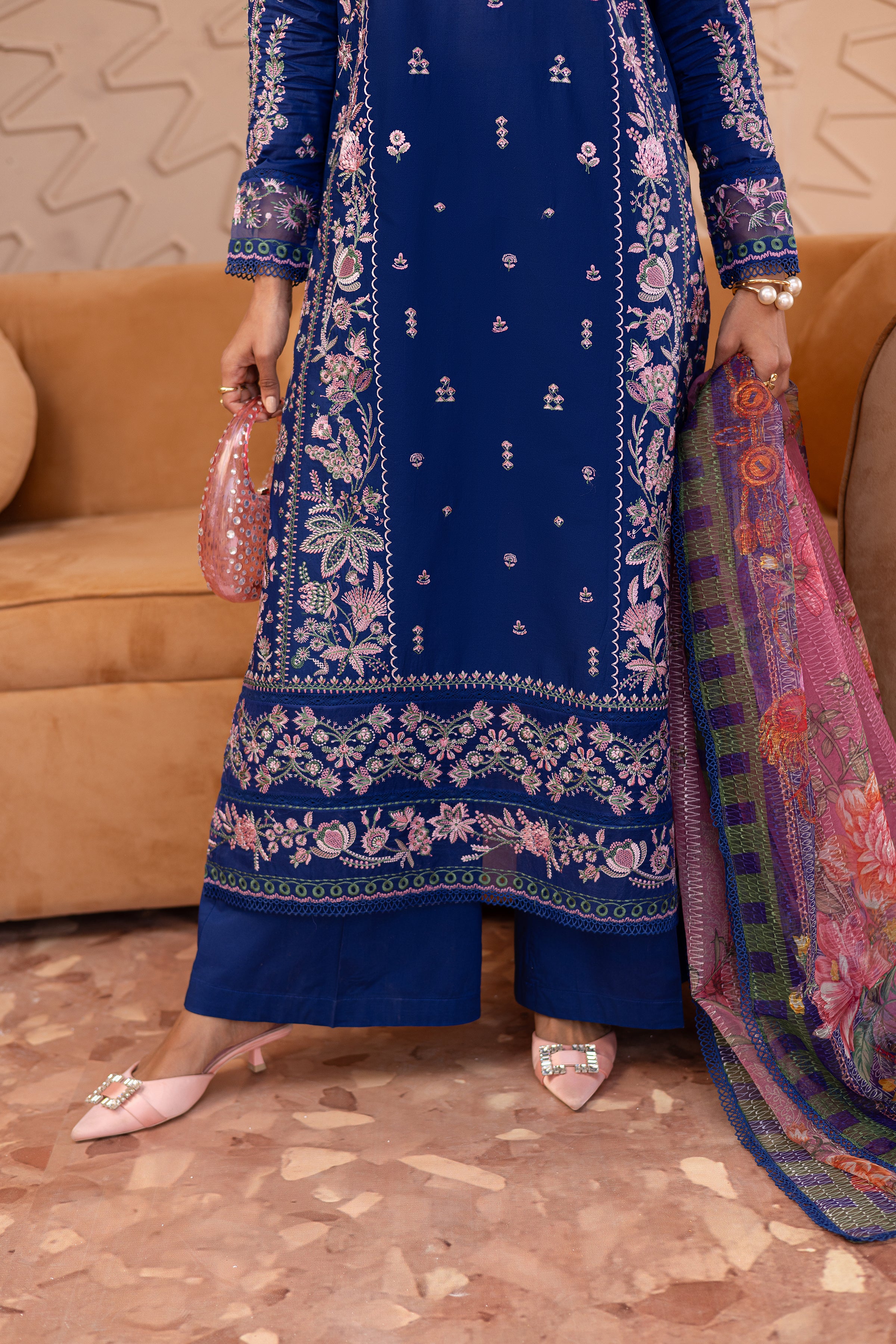 Nawrah 3Pc - Embroidered Luxe Pret - Image 8