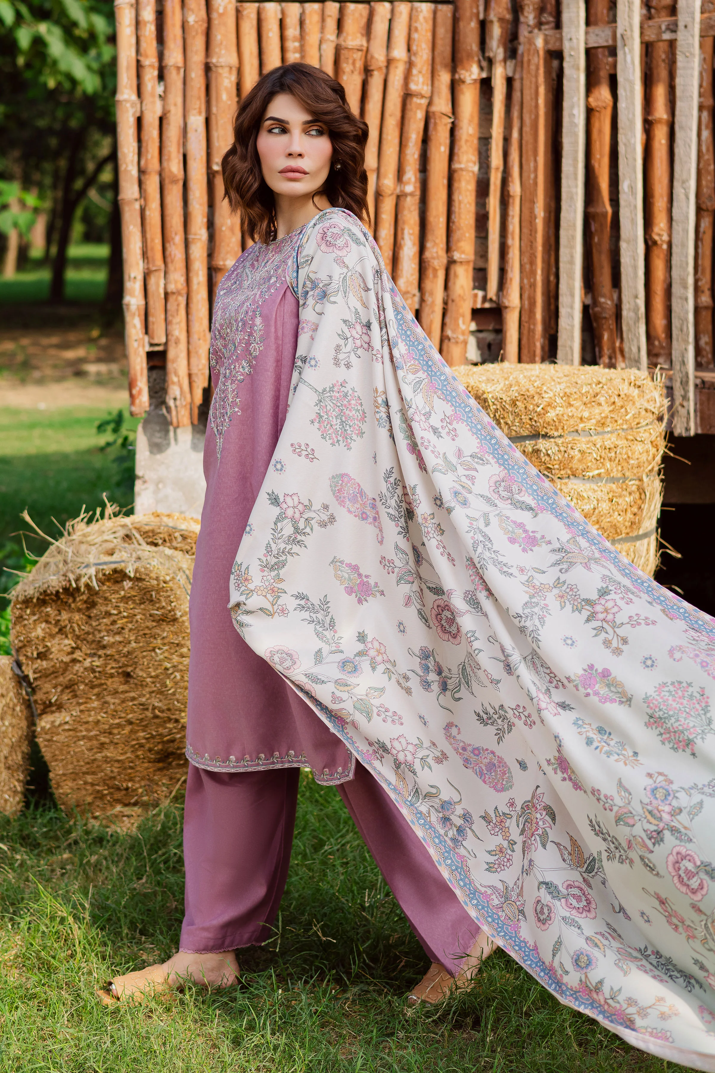 Nozomi 3Pc - Embroidered Karandi Dress - Image 3