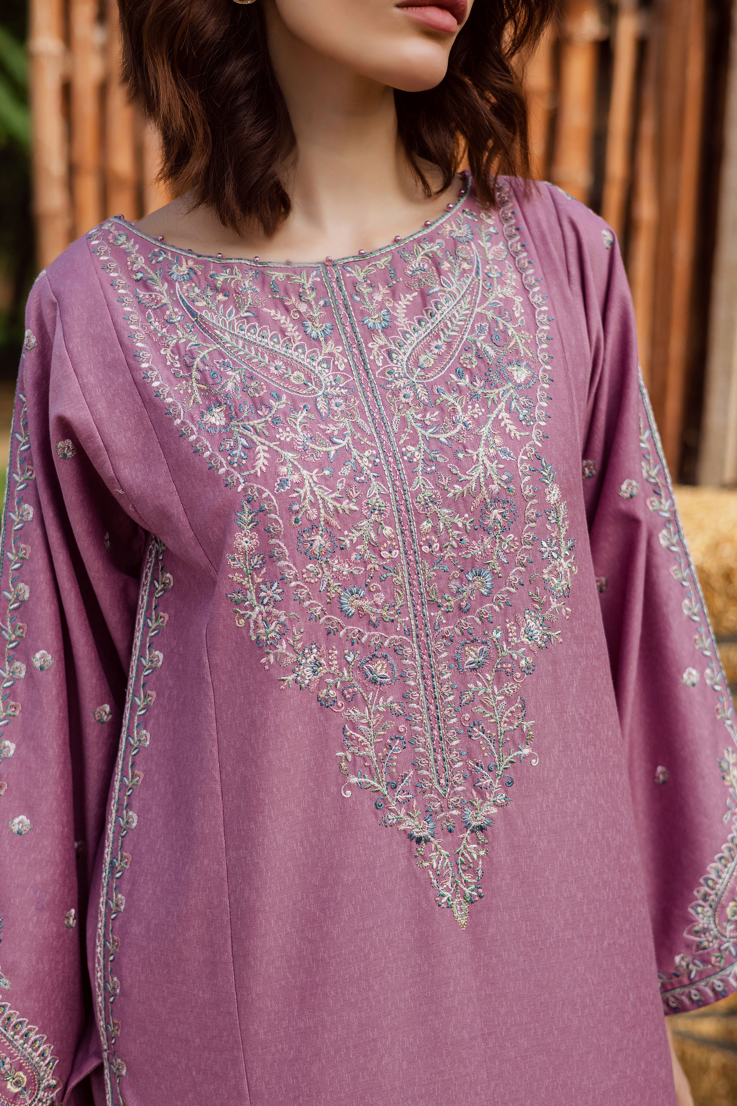 Nozomi 3Pc - Embroidered Karandi Dress - Image 5