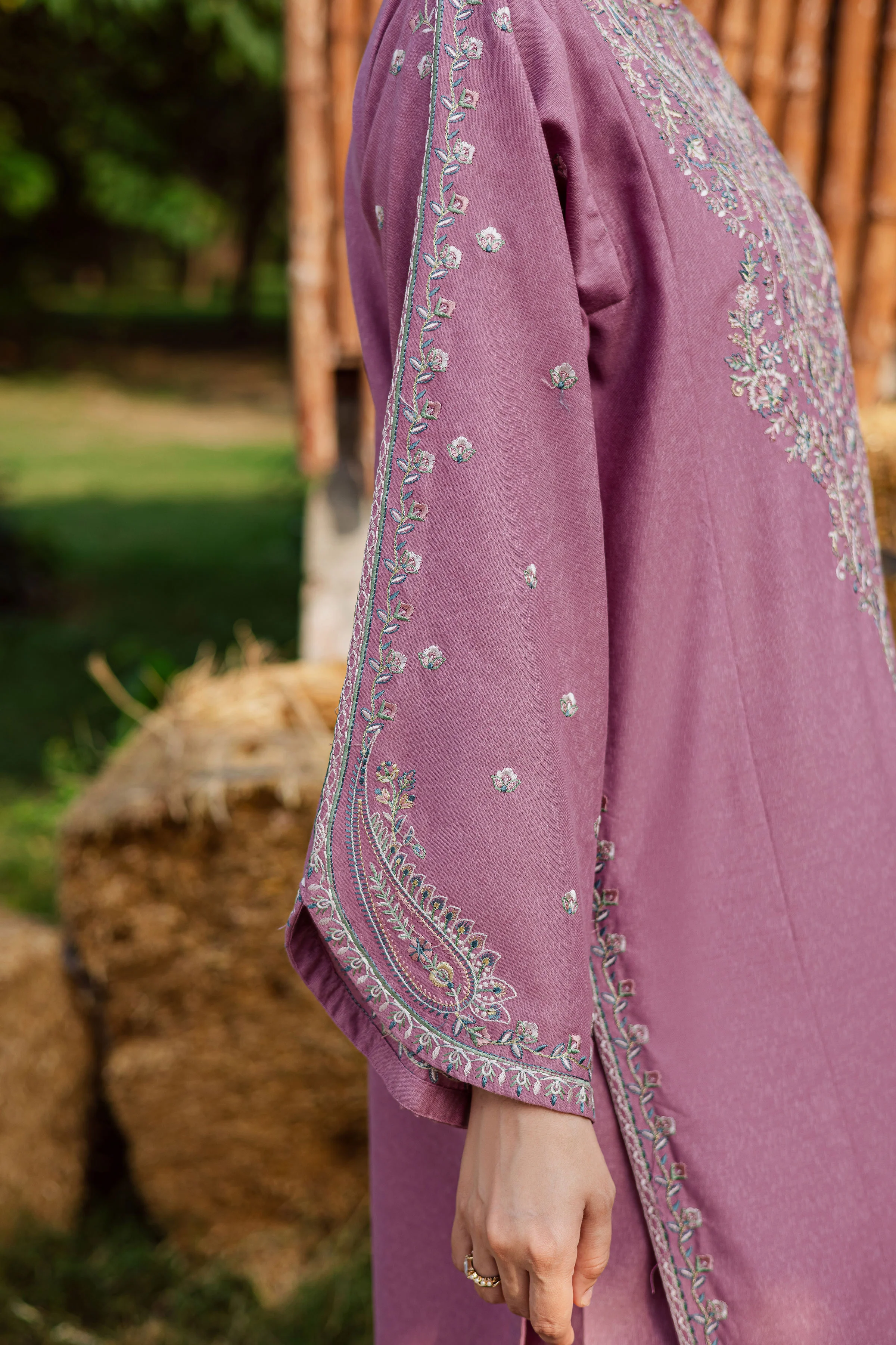 Nozomi 3Pc - Embroidered Karandi Dress - Image 6