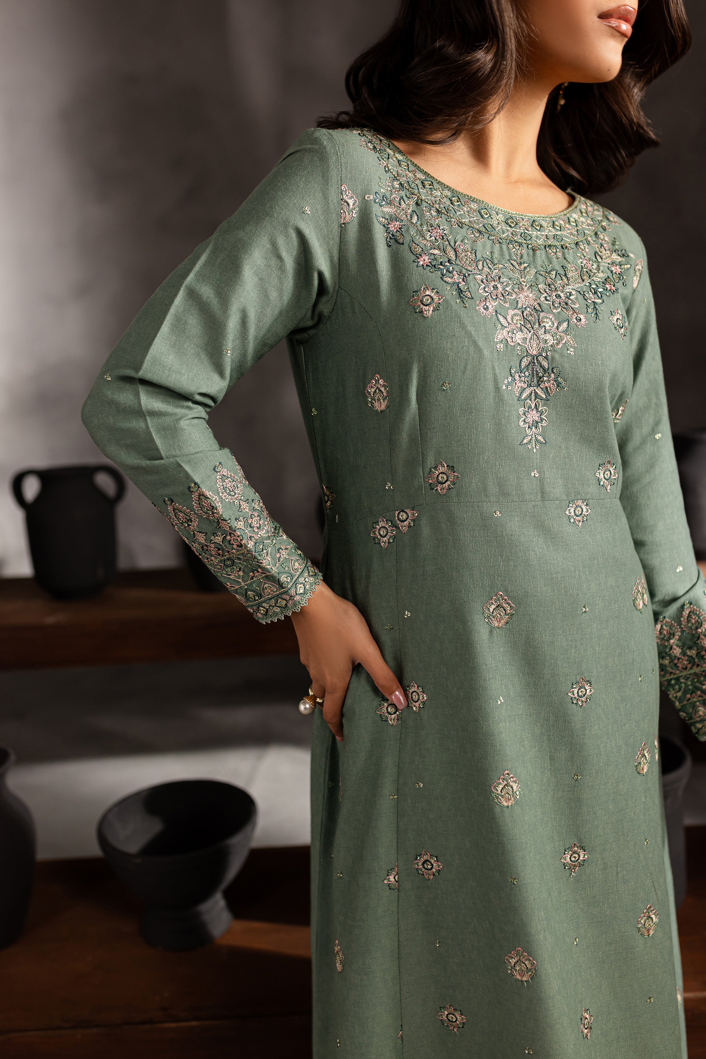 Robin 2Pc - Embroidered Karandi dress - Image 3