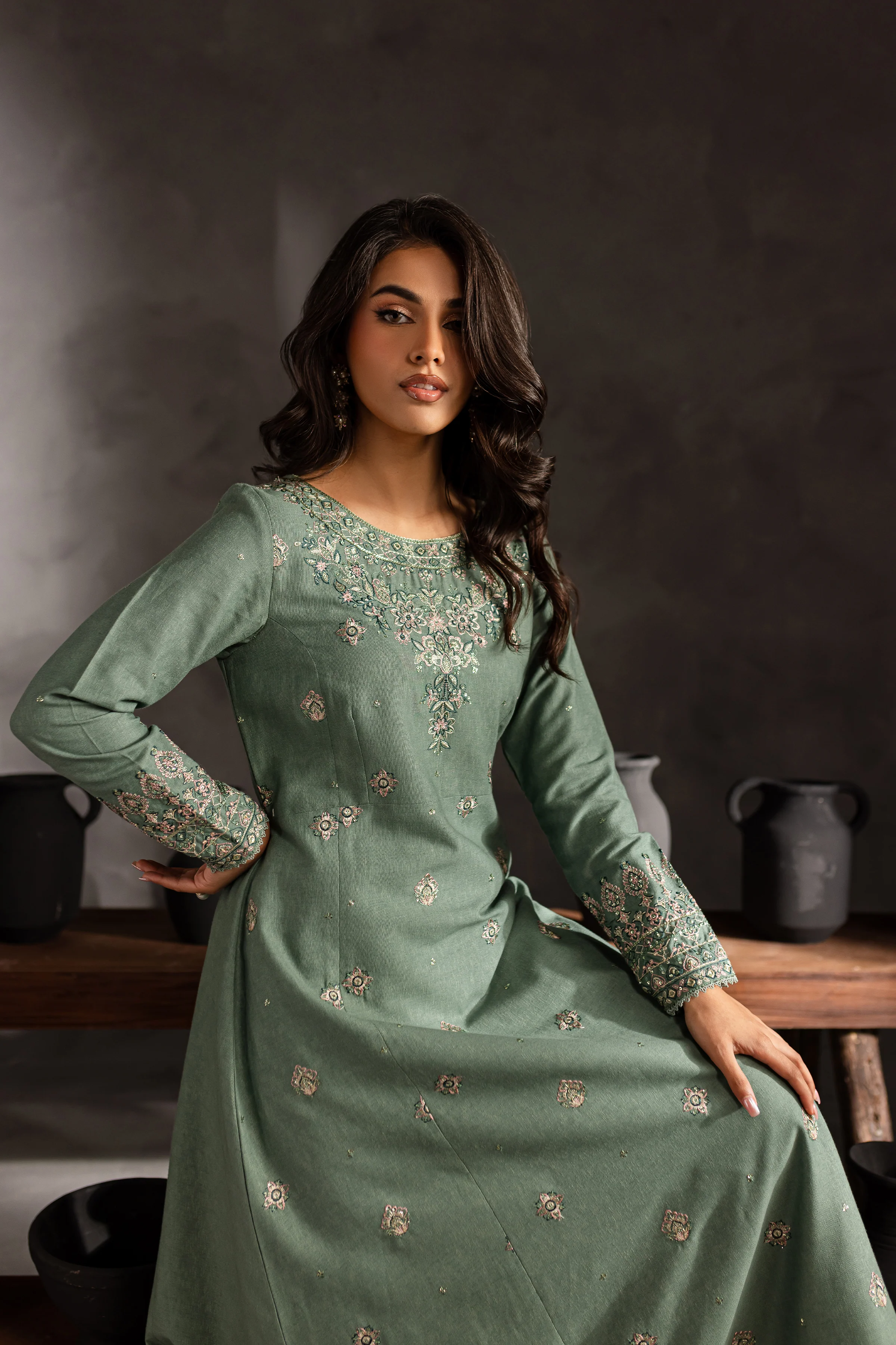 Robin 2Pc - Embroidered Karandi dress - Image 4