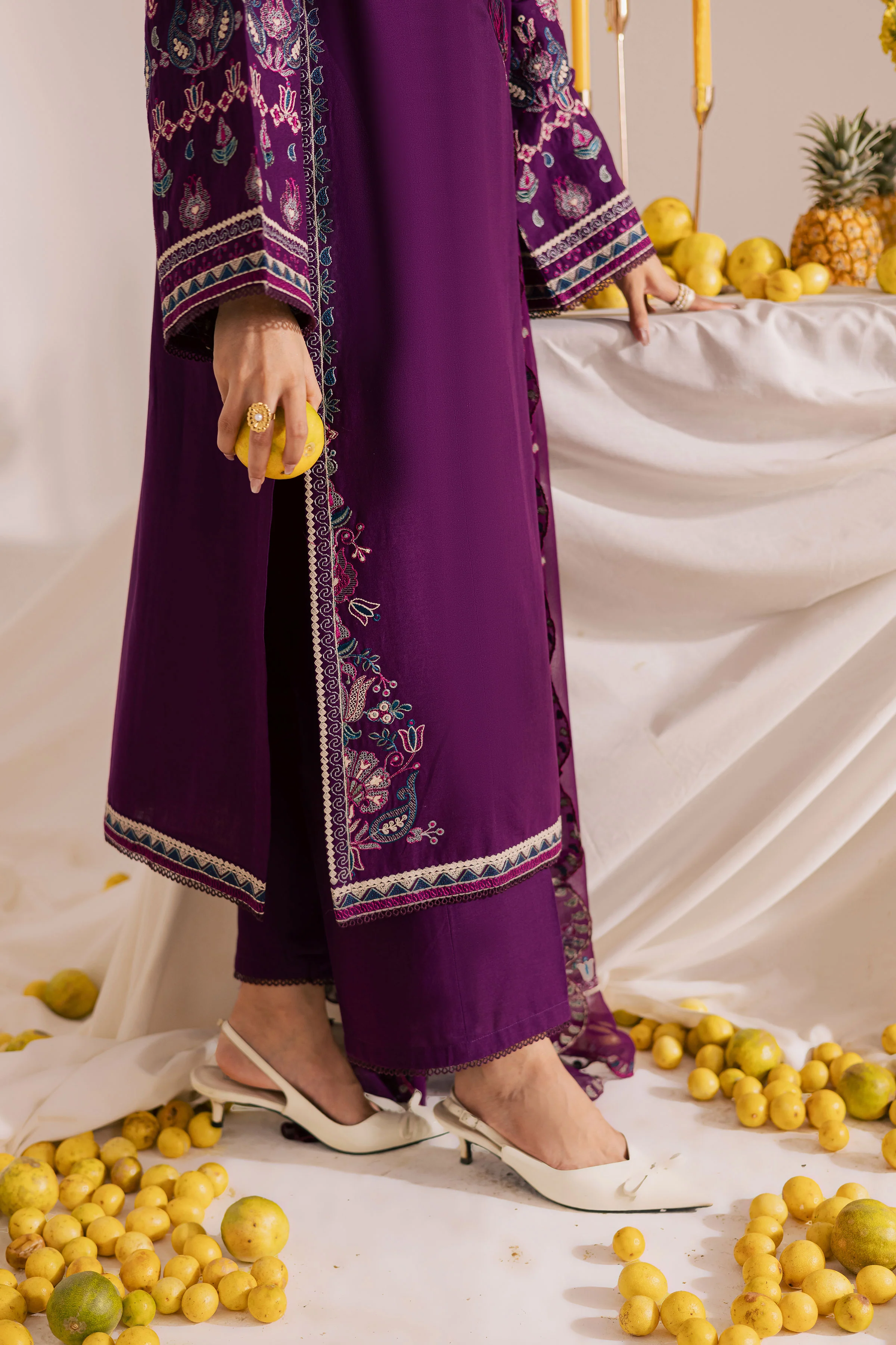 Still Purple 3Pc - Embroidered Khaddar Dress - Image 6