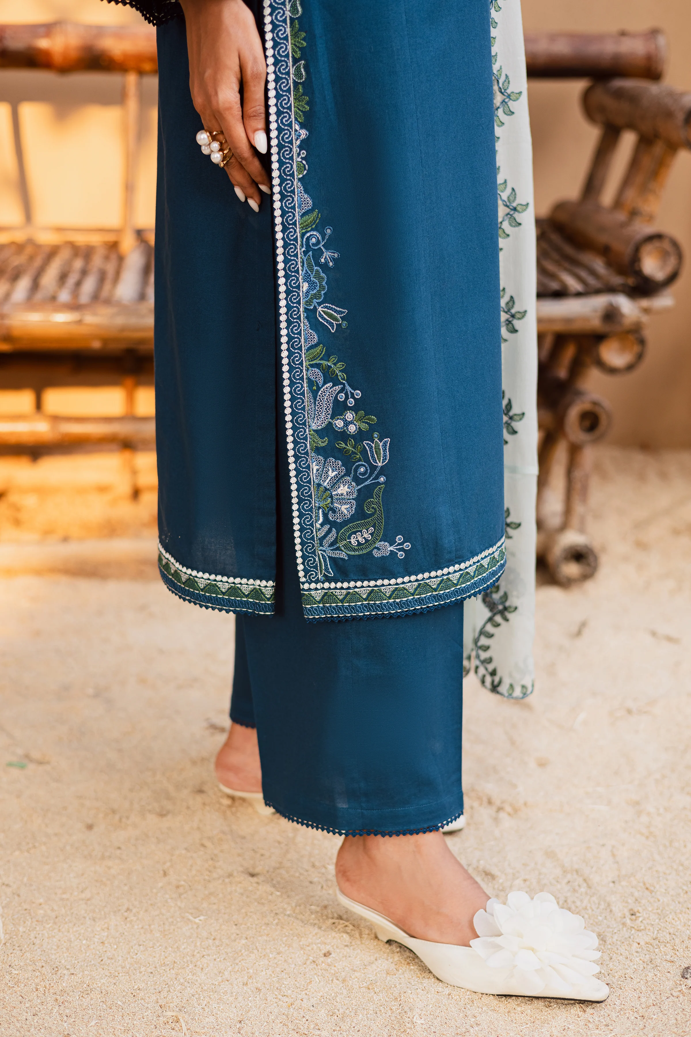 Stillwater Ridge 3Pc - Embroidered Khaddar Dress - Image 10