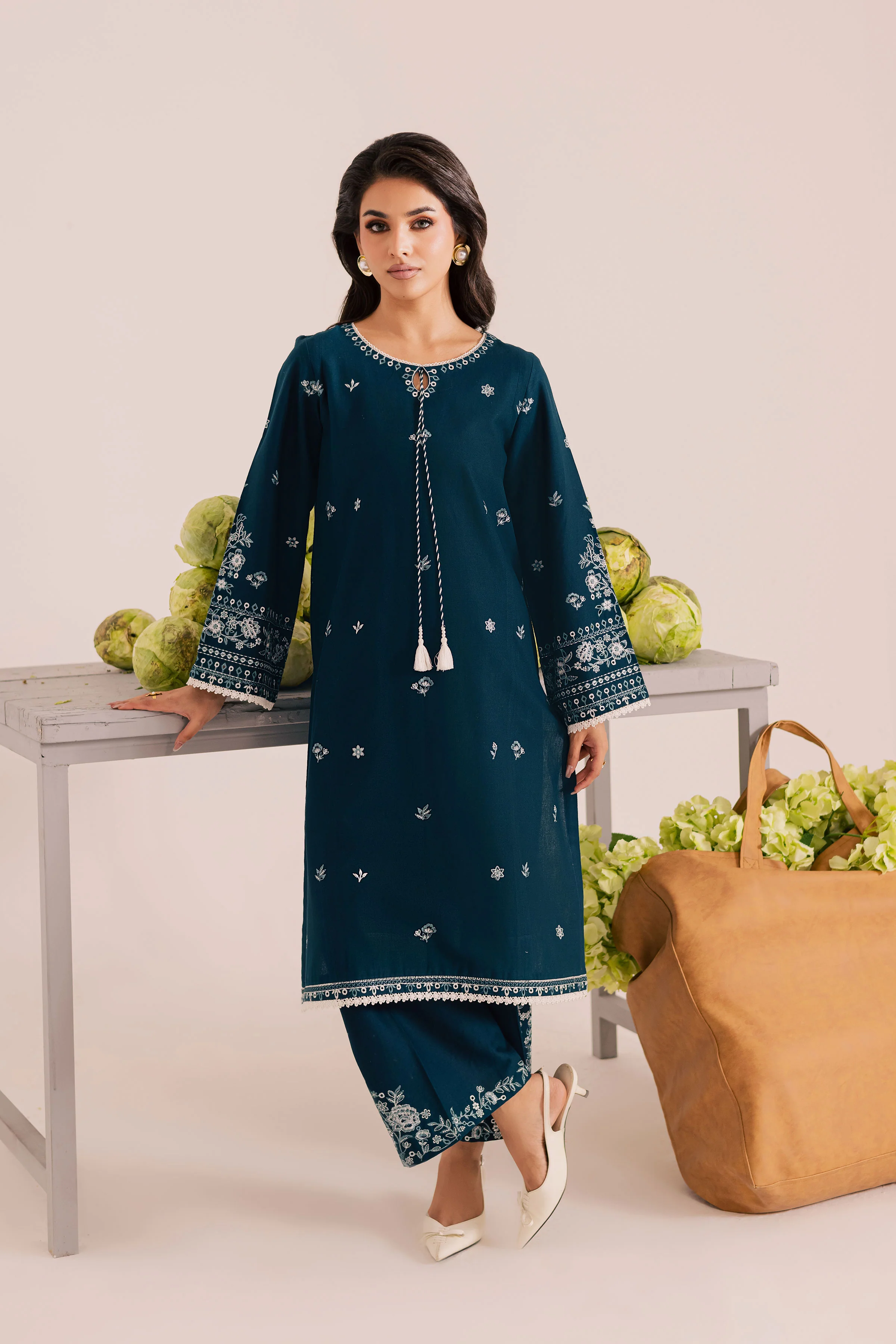 Twilight Sea 2Pc - Embroidered Khaddar Dress - Image 3
