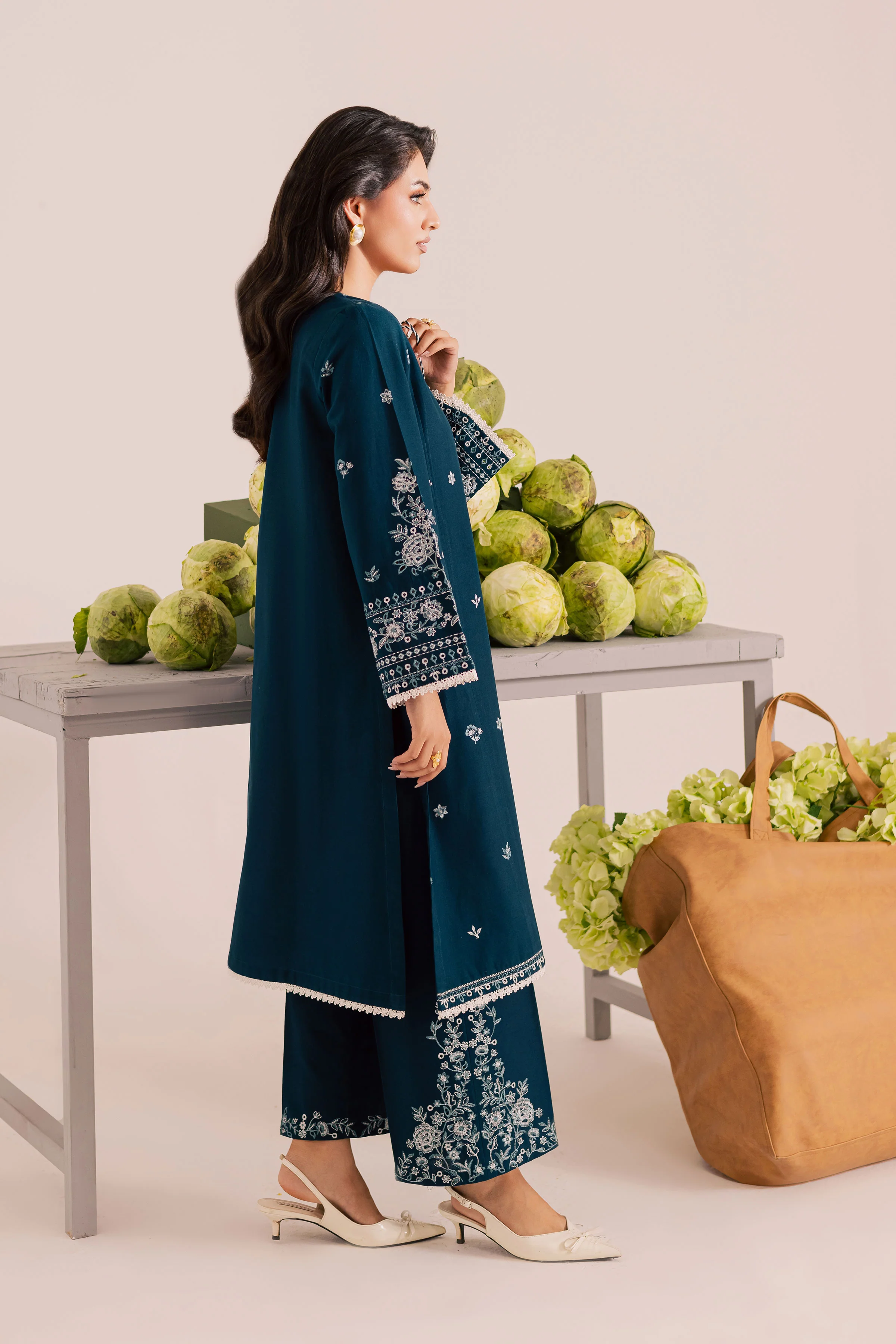 Twilight Sea 2Pc - Embroidered Khaddar Dress - Image 4