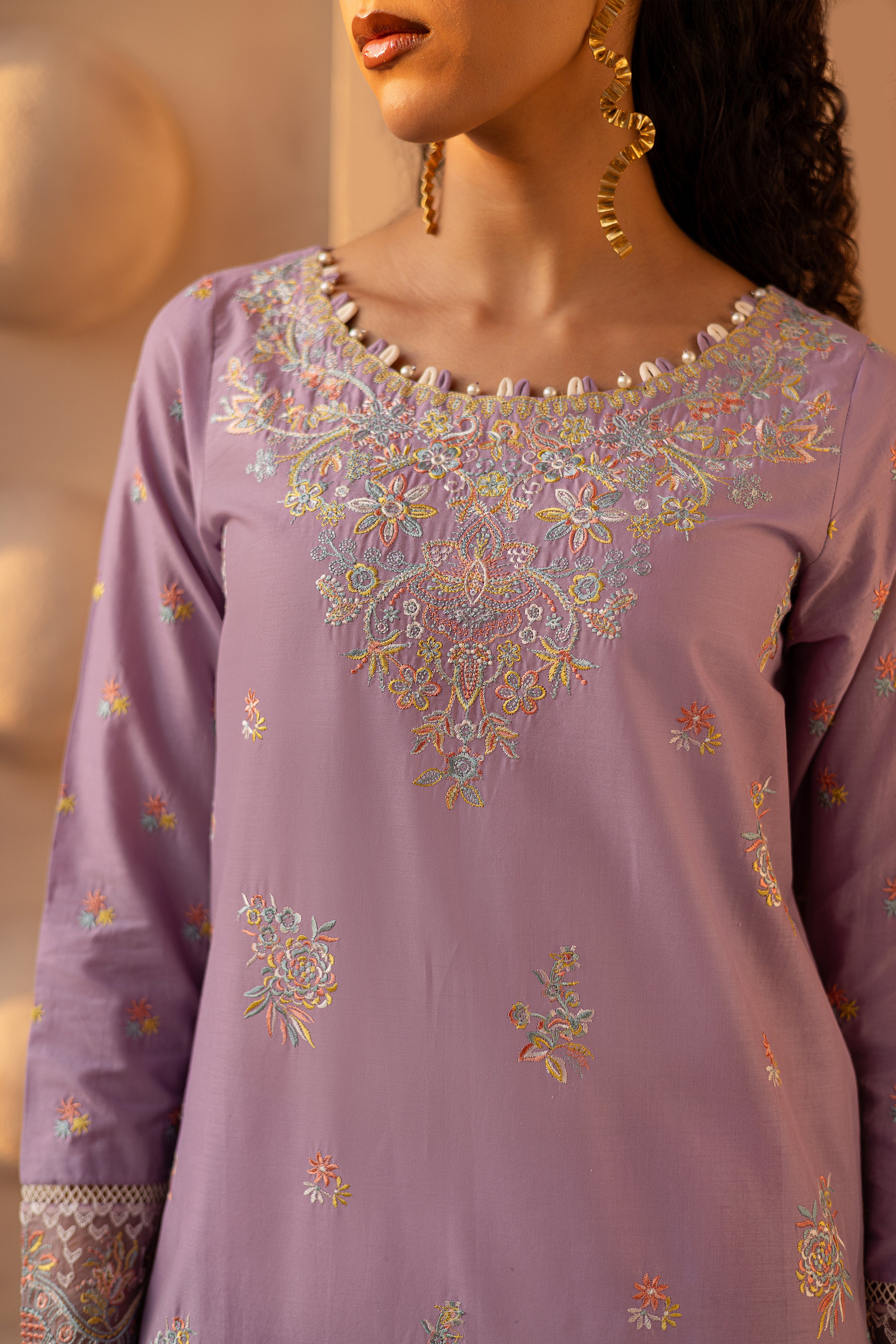 Yasha Lilac 3Pc - Embroidered Luxe Pret - Image 7