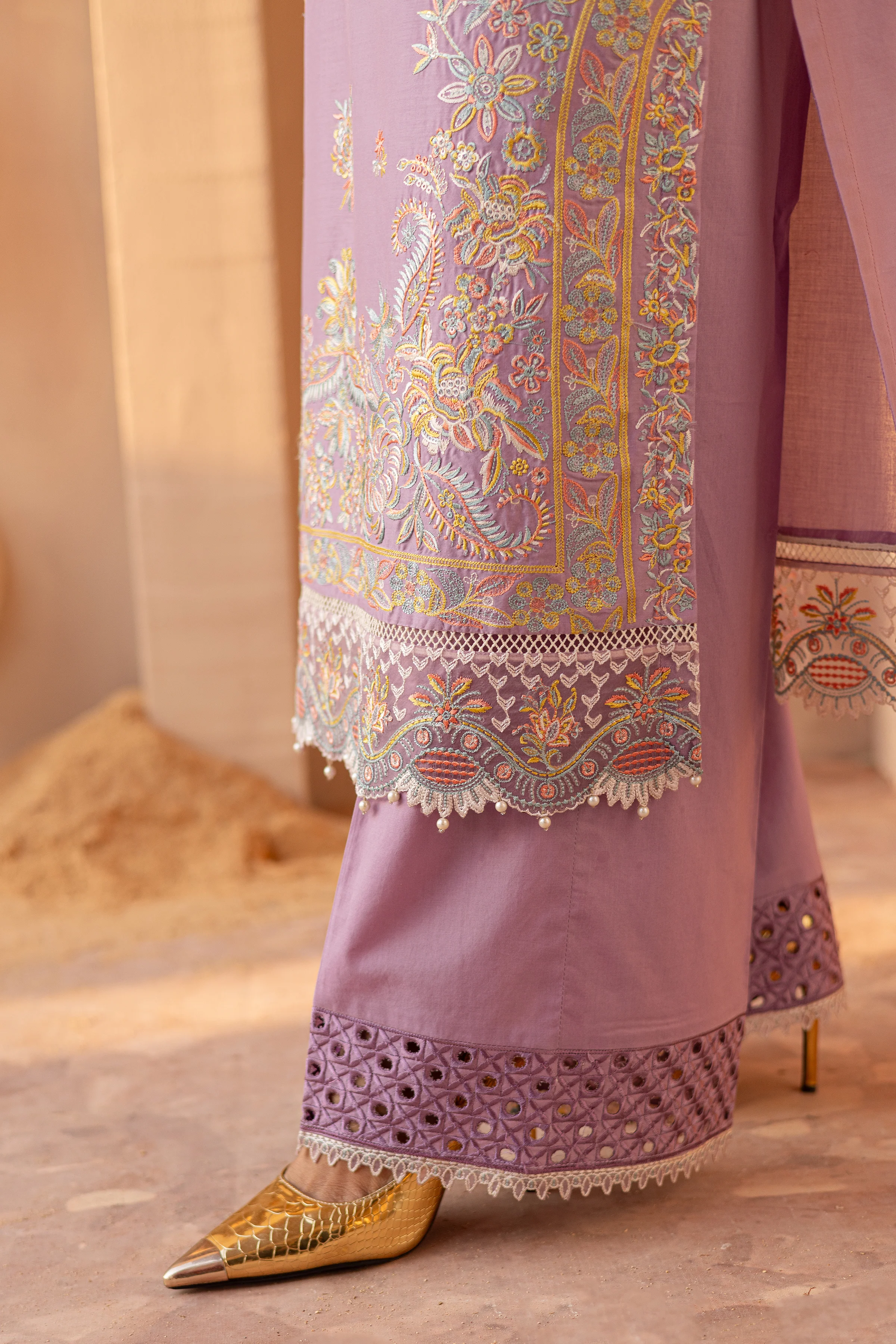 Yasha Lilac 3Pc - Embroidered Luxe Pret - Image 8