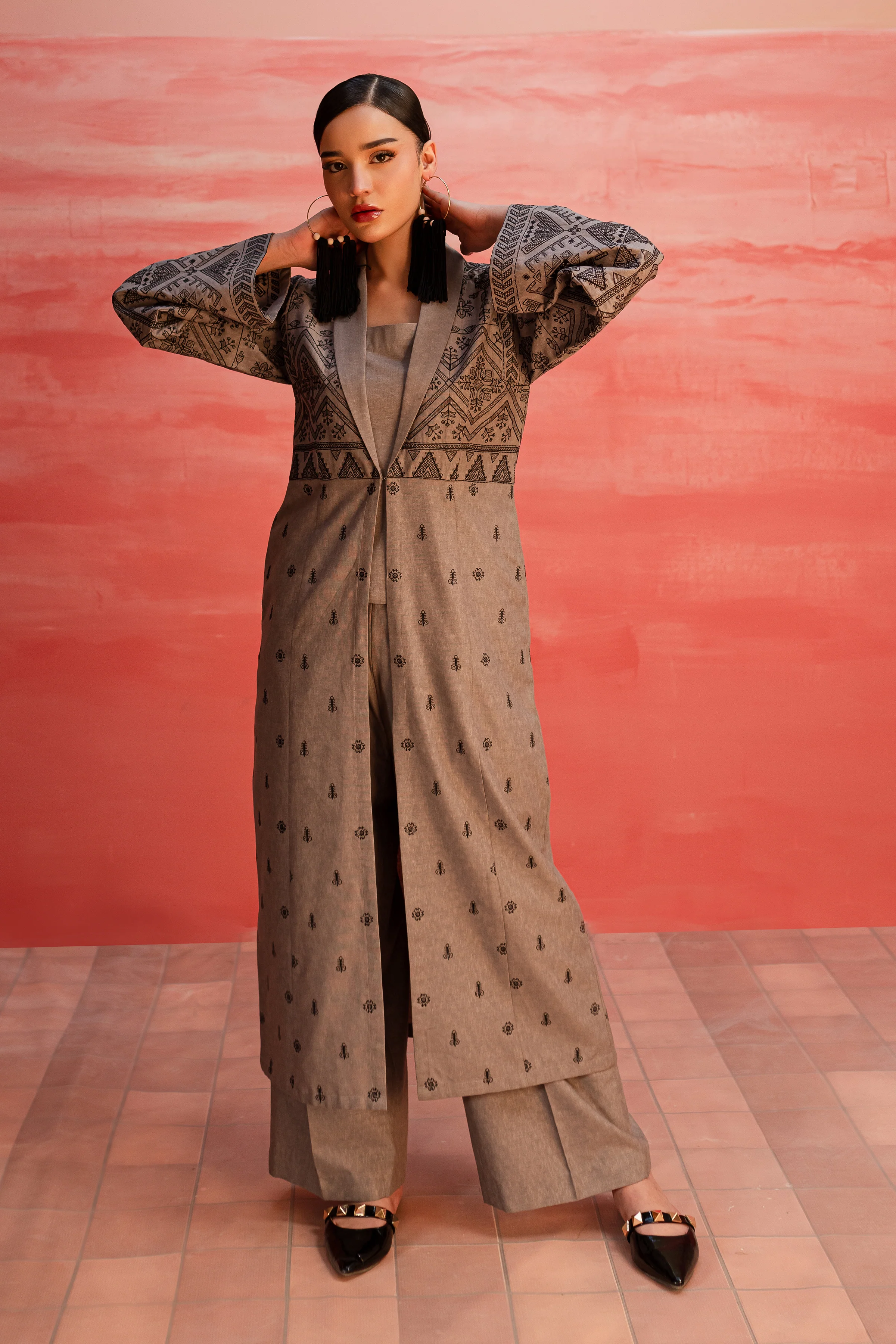 Zaavi 3Pc - Embroidered Karandi Dress - Image 5