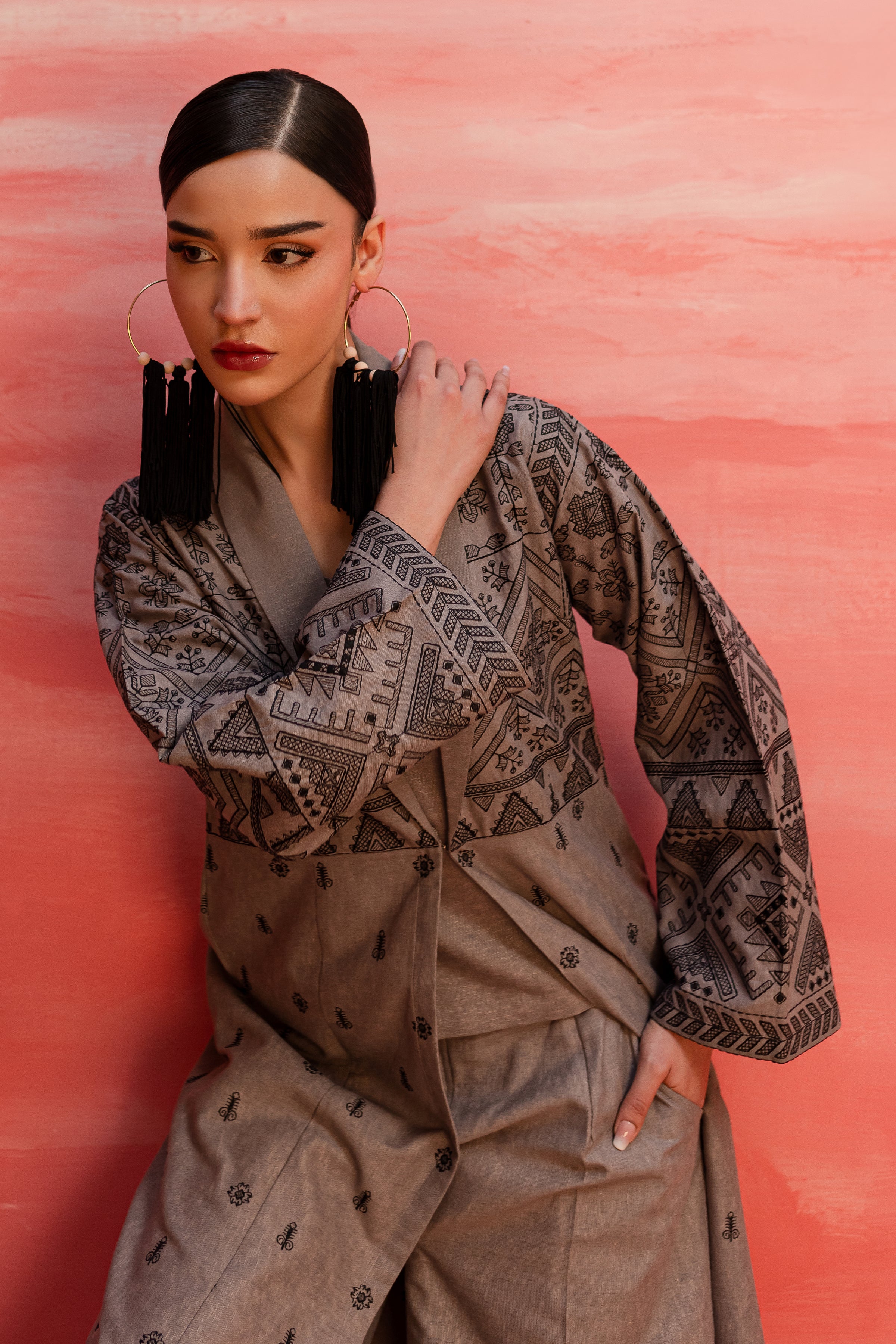 Zaavi 3Pc - Embroidered Karandi Dress - Image 7